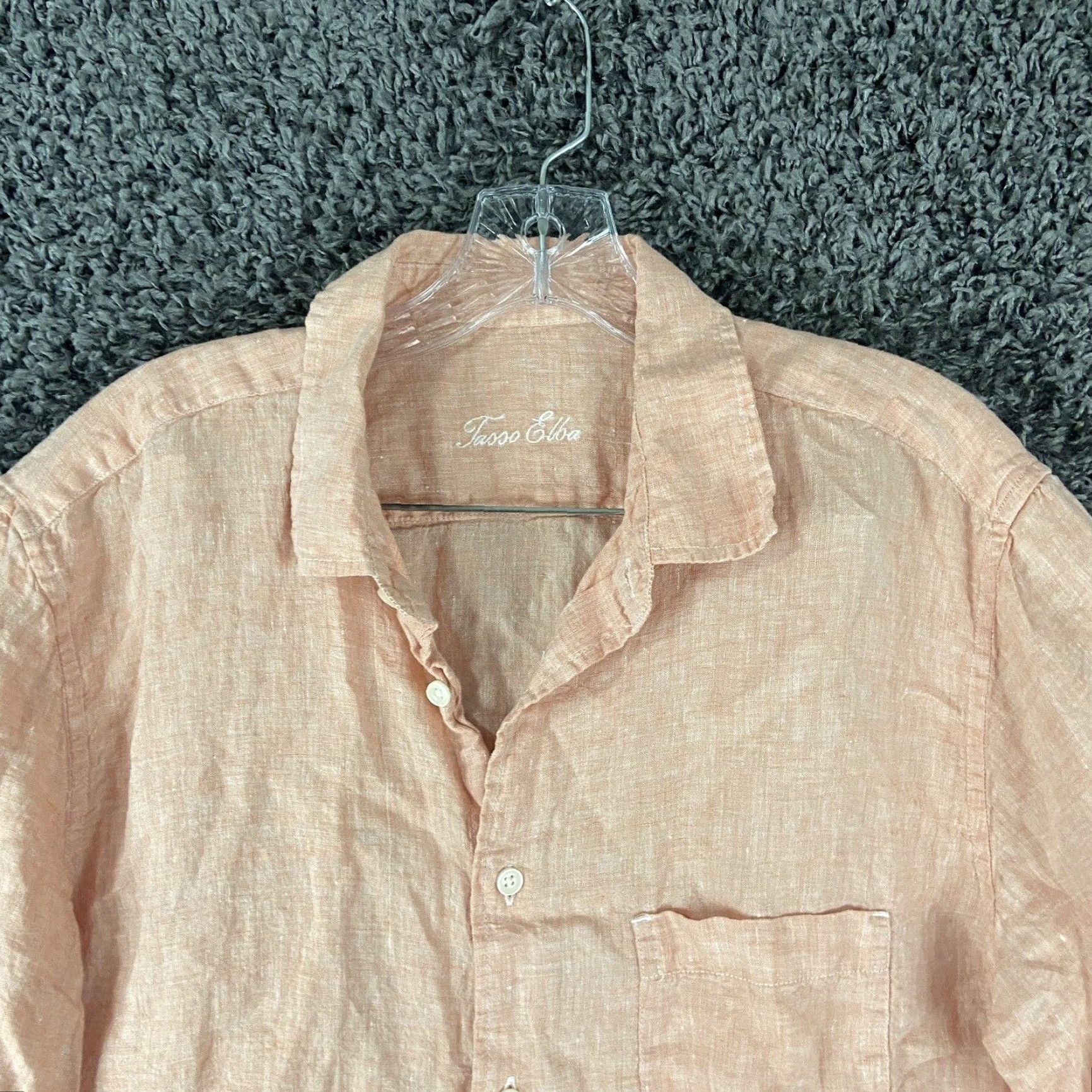 Tasso Elba TASSO ELBA Orange Linen Button-Up Shirt Short Sleeve Adult Large Mens Size US 33 - 5 Thumbnail