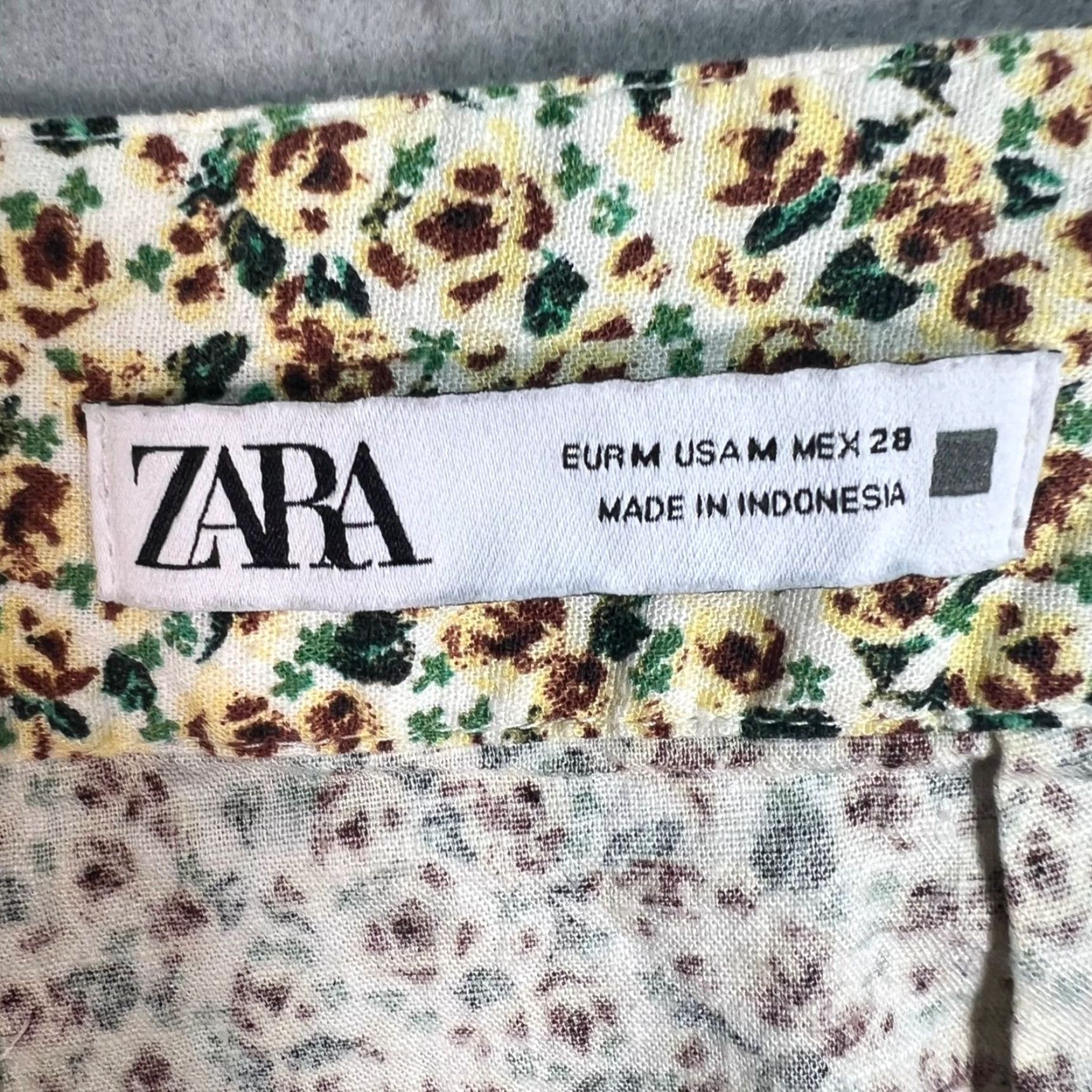 Zara ZARA Skirt Wrap Womens Short Multicolor Floral Linen Viscose — Adult M — White/Color Mix? [Color known: Multicolor] Size 32" / US 10 / IT 46 - 3 Thumbnail