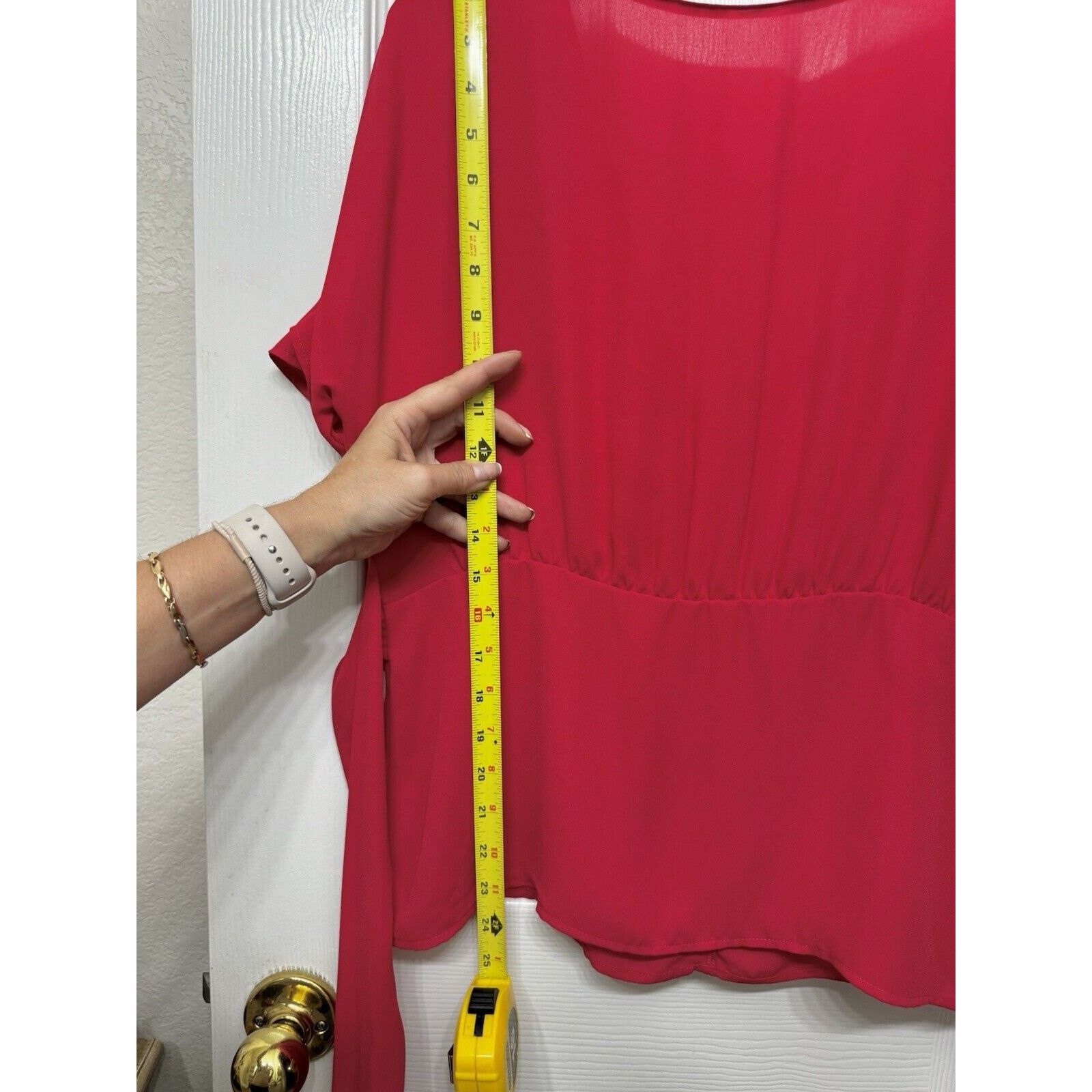 Other New York & Company Bright Red Tie-Back Blouse, Deep V-Back S Size S / US 4 / IT 40 - 7 Thumbnail