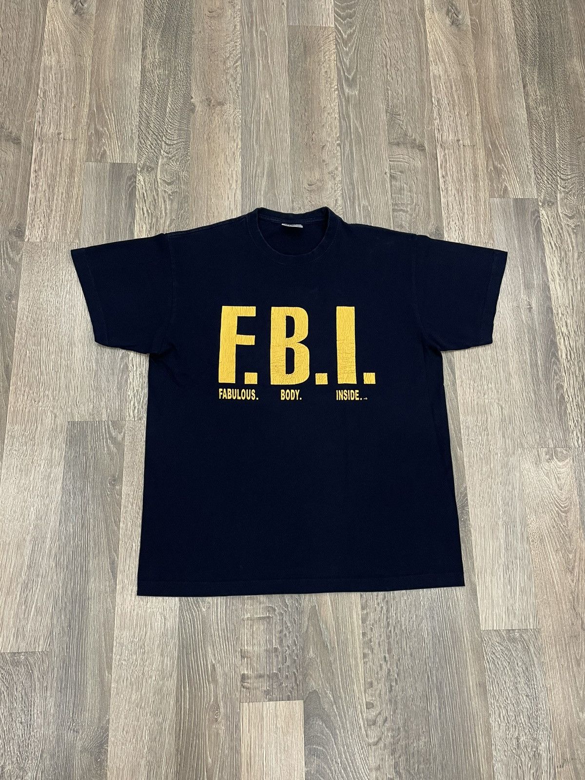 Pre-owned Grailed Vtg Y2k Funnt Fbi Fabulous Body Inside Big Logo Tee Shirt In Blue