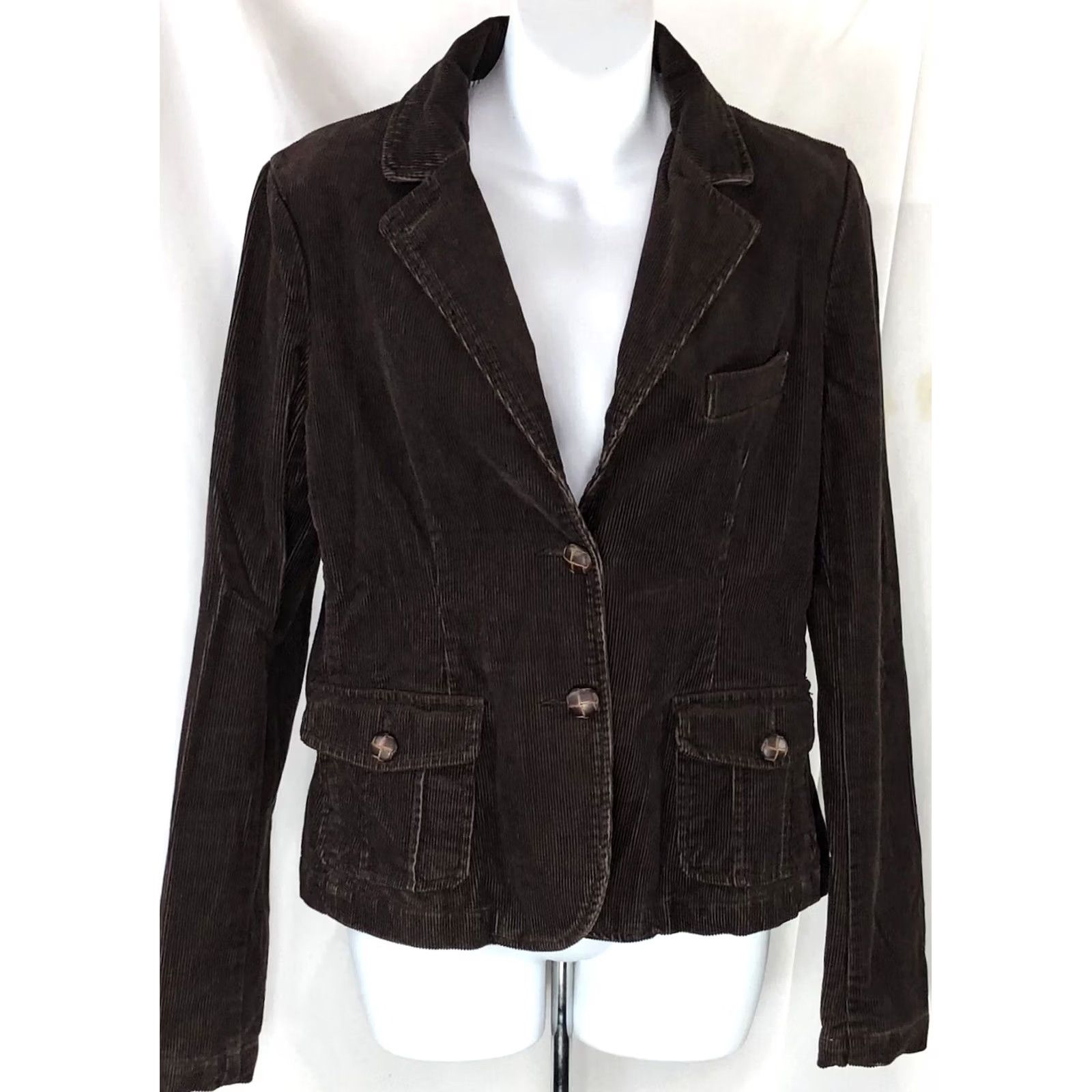 American Eagle Outfitters VINTAGE American Outfitters Blazer Jacket Women M Brown Corduroy 2-Button Career 2009 Bohemian Retro Classic Modern Fall Spring Summer Winter Size M / US 6-8 / IT 42-44 - 5 Thumbnail