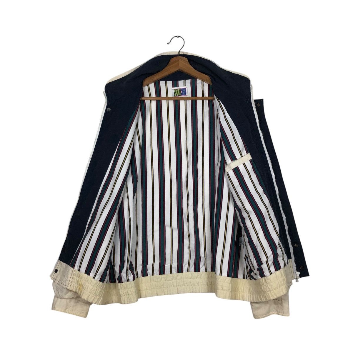 Japanese Brand × Vintage 📌Vintage Bomber Jacket Sport Striped Blanket Issey Miyake Size US M / EU 48-50 / 2 - 14 Thumbnail