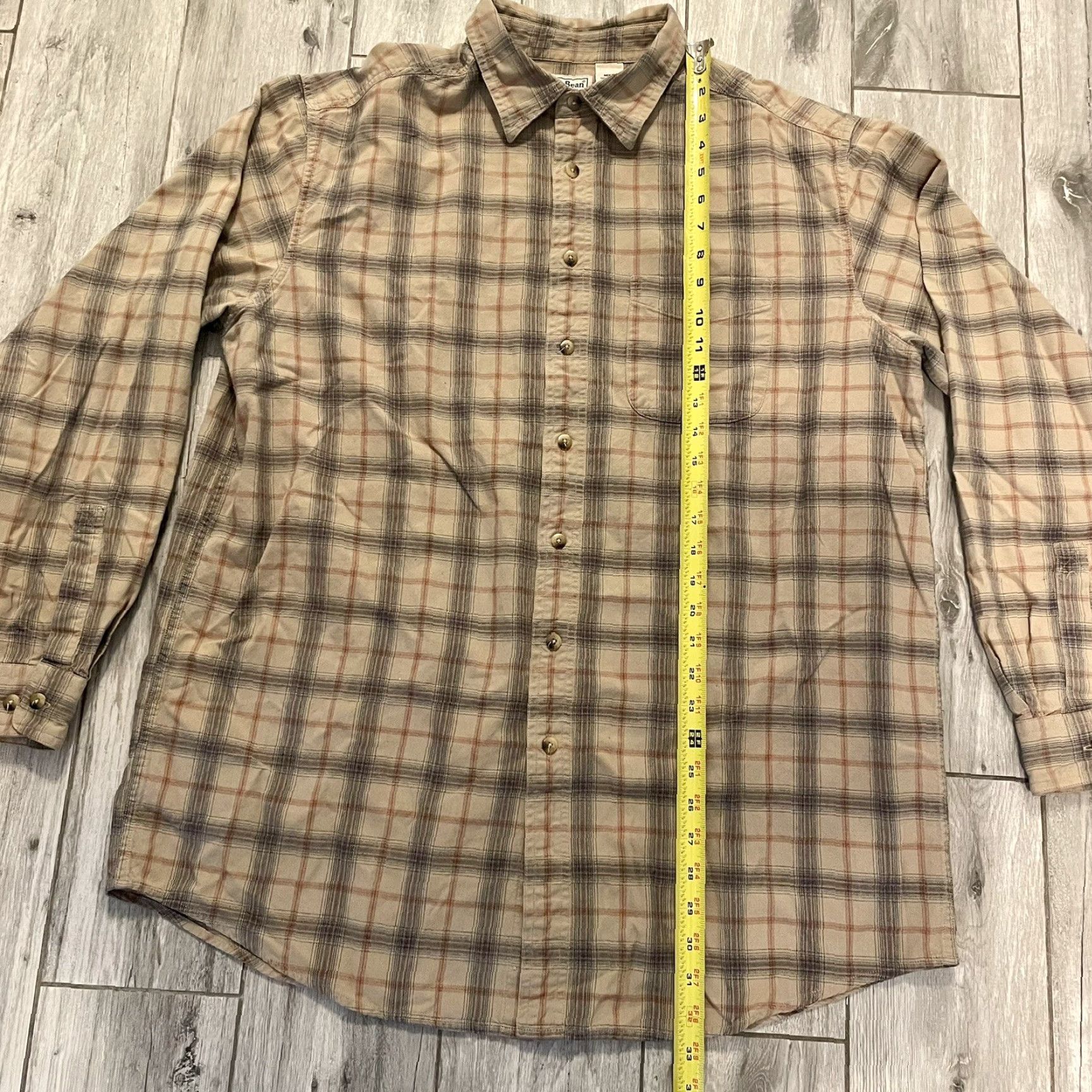 Vintage VINTAGE L.L. Bean Flannel Shirt Mens XLT Button-Down Plaid Brown Red 90s Classic Western USA Outdoor Belted Pocketed Easy Care Breather Size US XL / EU 56 / 4 - 5 Thumbnail