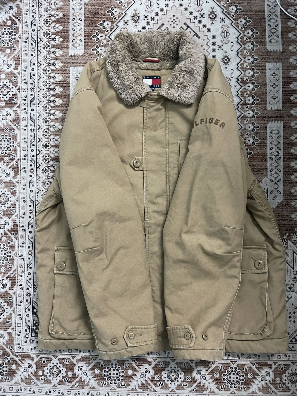 Tommy Hilfiger Vintage Tommy Hilfiger Winter Deck Jacket /Big Flag Back Hit Size US XL / EU 56 / 4 - 3 Thumbnail
