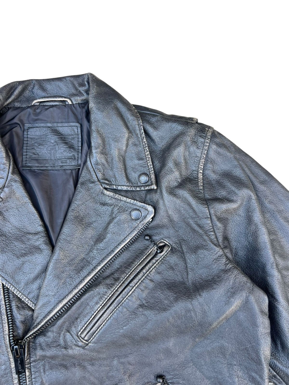 Levi's Levi’s Talon Patina Black Leather Double Collar Biker Jacket Size US M / EU 48-50 / 2 - 8 Thumbnail