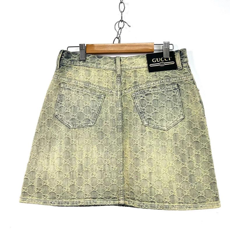 Gucci Gucci Washed blue old double G letter jacquard A-shaped de Size 27" / US 4 / IT 40 - 2 Thumbnail