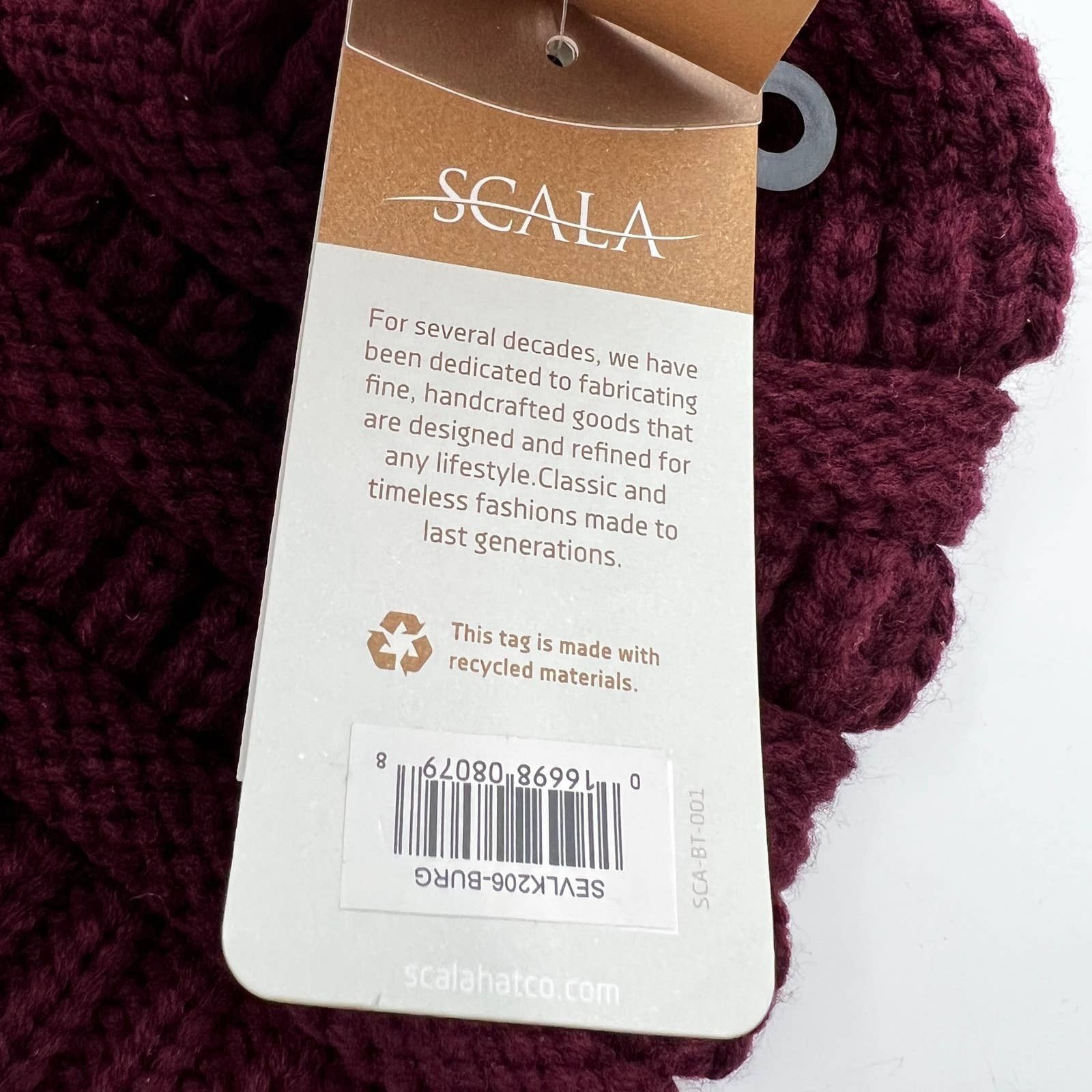 Other Scala Knit Beanie Hat With Ponytail Hole Red Acrylic Knit Size ONE SIZE - 7 Thumbnail