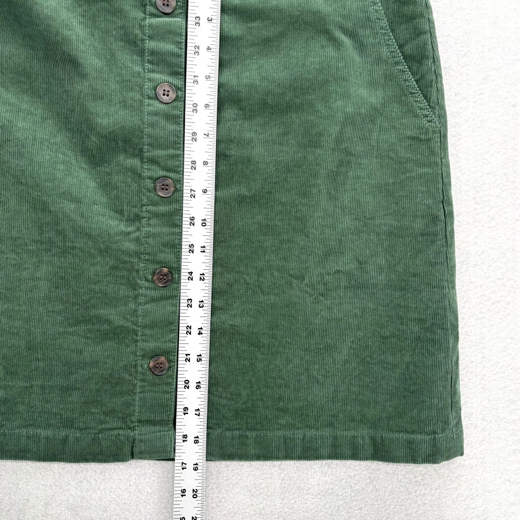 J.Crew J.CREW Skirt Womens 14 Green Corduroy A-Line Short Button Lined Stretch Preppy Size 36" / US 14 / IT 50 - 6 Thumbnail