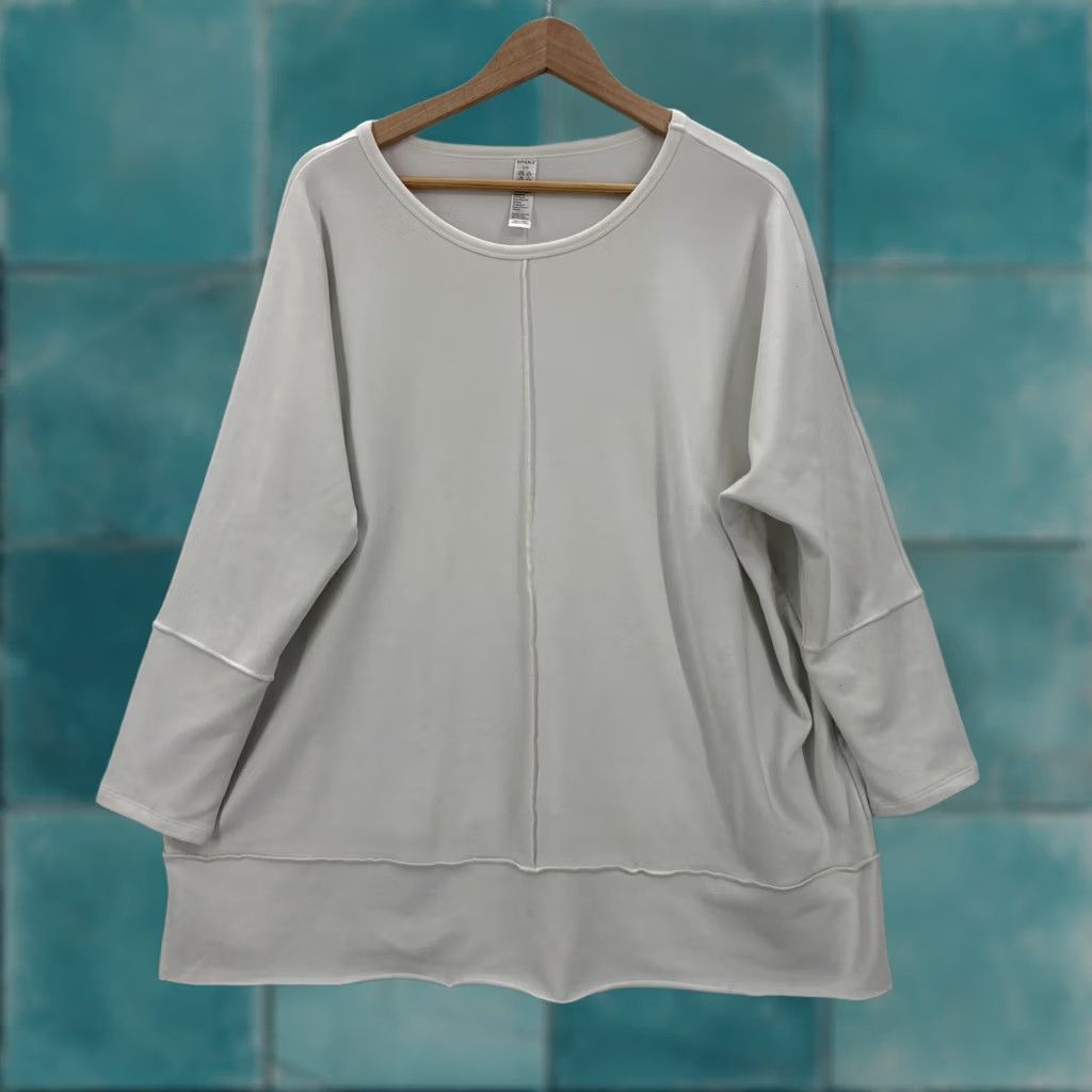 Spanx Spanx AirEssentials Perfect Length Dolman 3/4 Sleeve Top Womens Large White T-Shirt Tunic Crew Neck Casual Polyester Rayon Spandex All Seasons Stretch Size L / US 10 / IT 46 - 1 Thumbnail