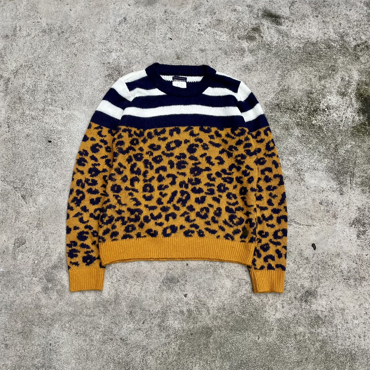 Vintage Vintage Y2K Leopard Stripe Knit Sweater Preppy Streetwear M Size US M / EU 48-50 / 2 - 1 Thumbnail