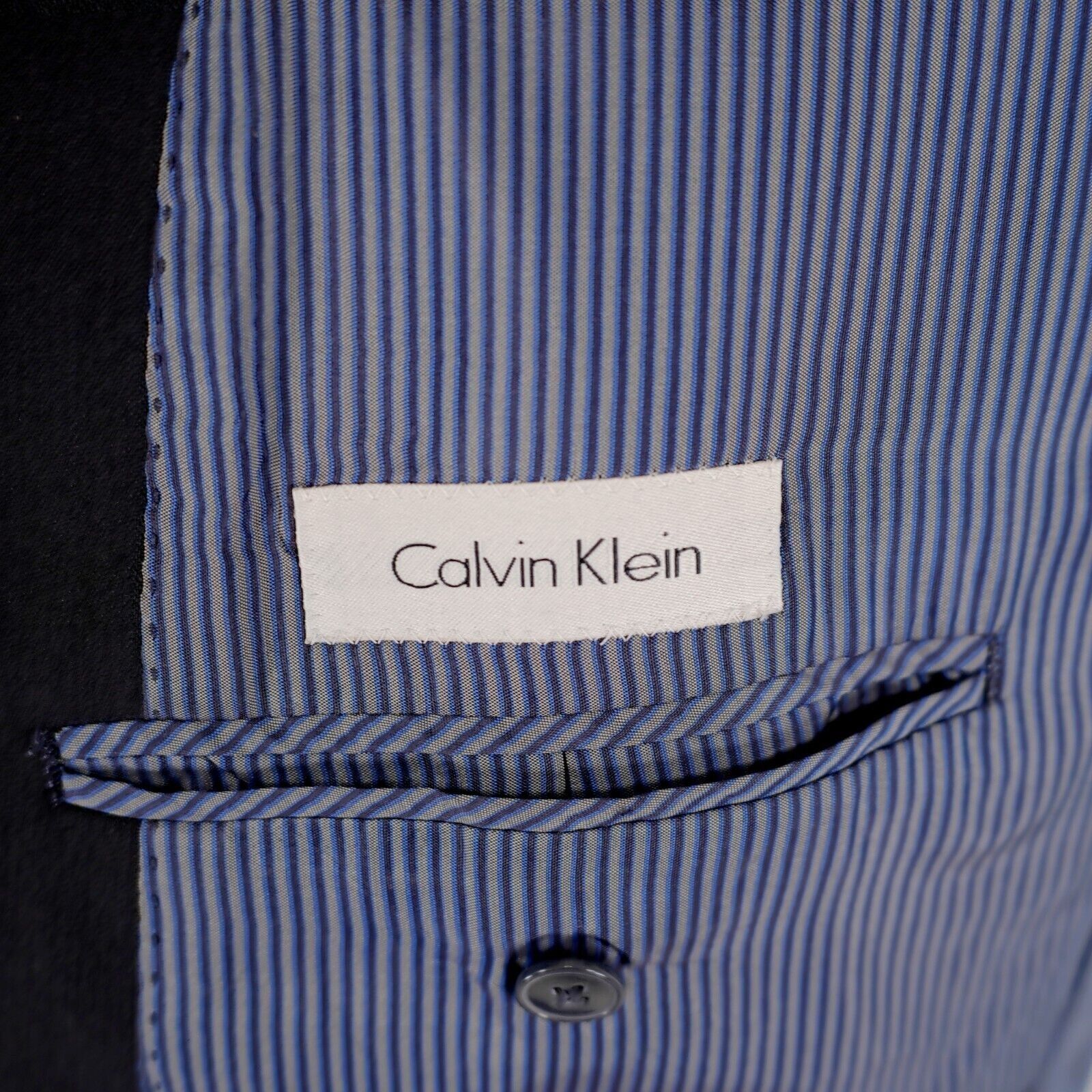 Calvin Klein Calvin Klein Wool Navy Blue 38L 2 Silver Button Blazer Or Sl Size 38L - 7 Thumbnail