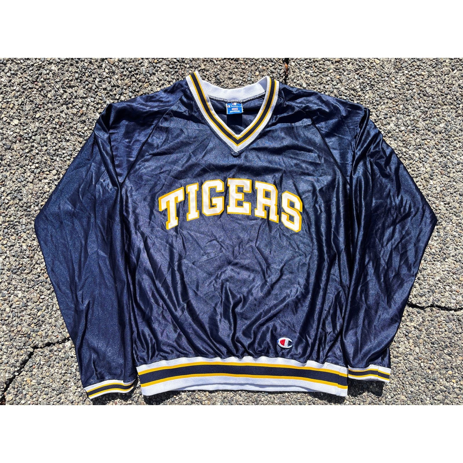 Vintage 80s Champion Tigers Satin Nylon pullover USA made