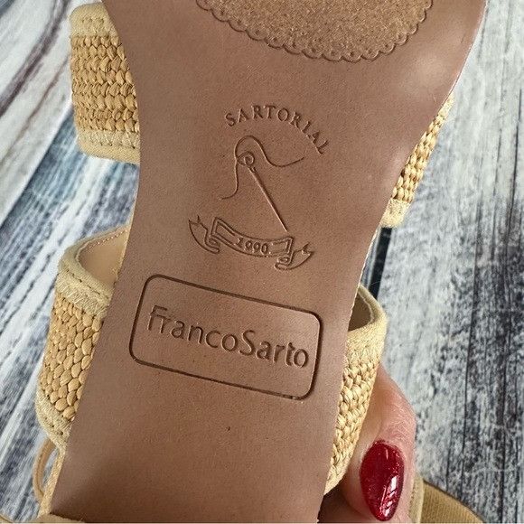 Franco Sarto Franco Sarto Women's Natural Color Buco Raffia Heeled Sandal Size US 7.5 / IT 37.5 - 7 Thumbnail