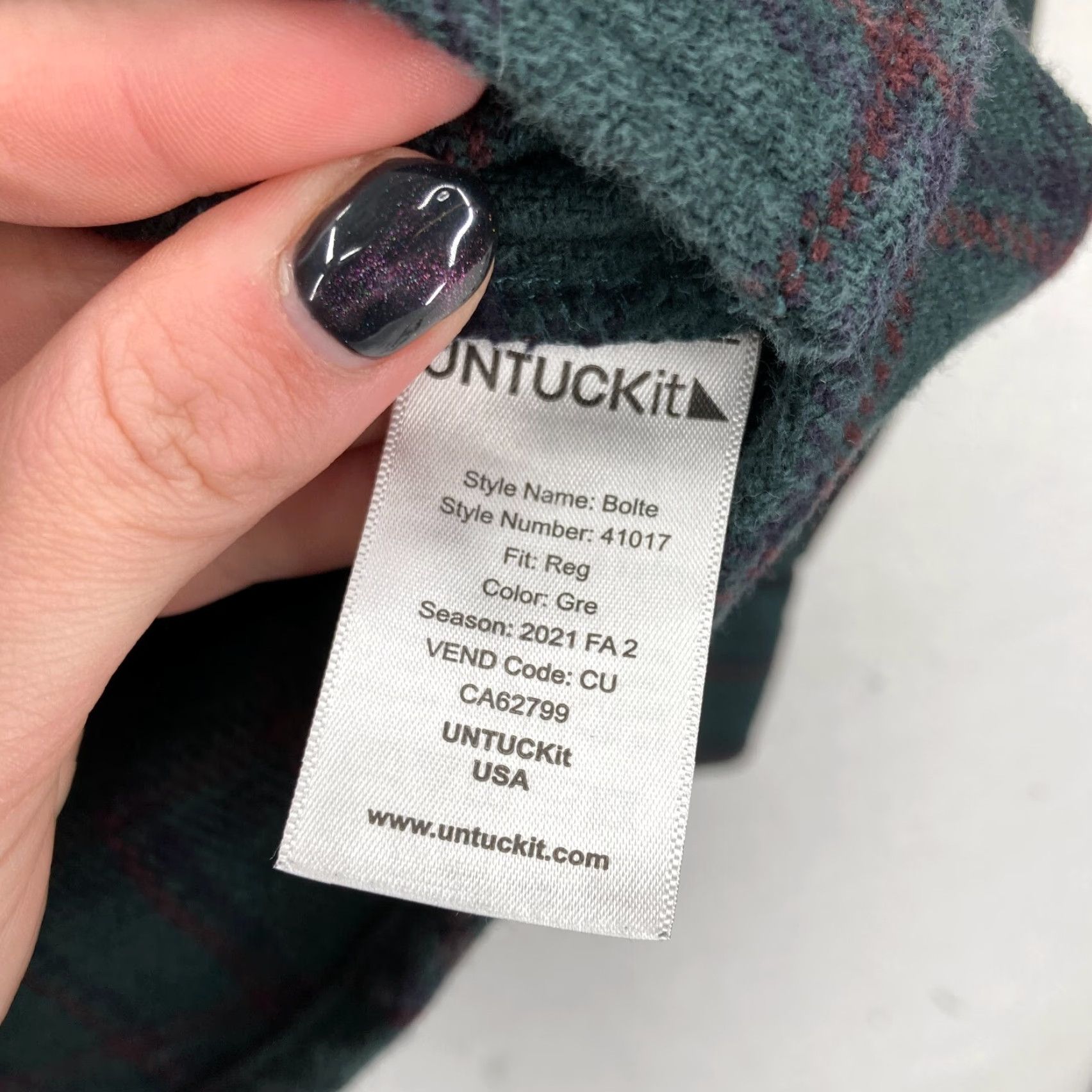 UNTUCKit UNTUCKit Bolte Flannel Shacket Shirt Mens Large Green Windowpane Plaid Outdoors Size US L / EU 52-54 / 3 - 5 Thumbnail