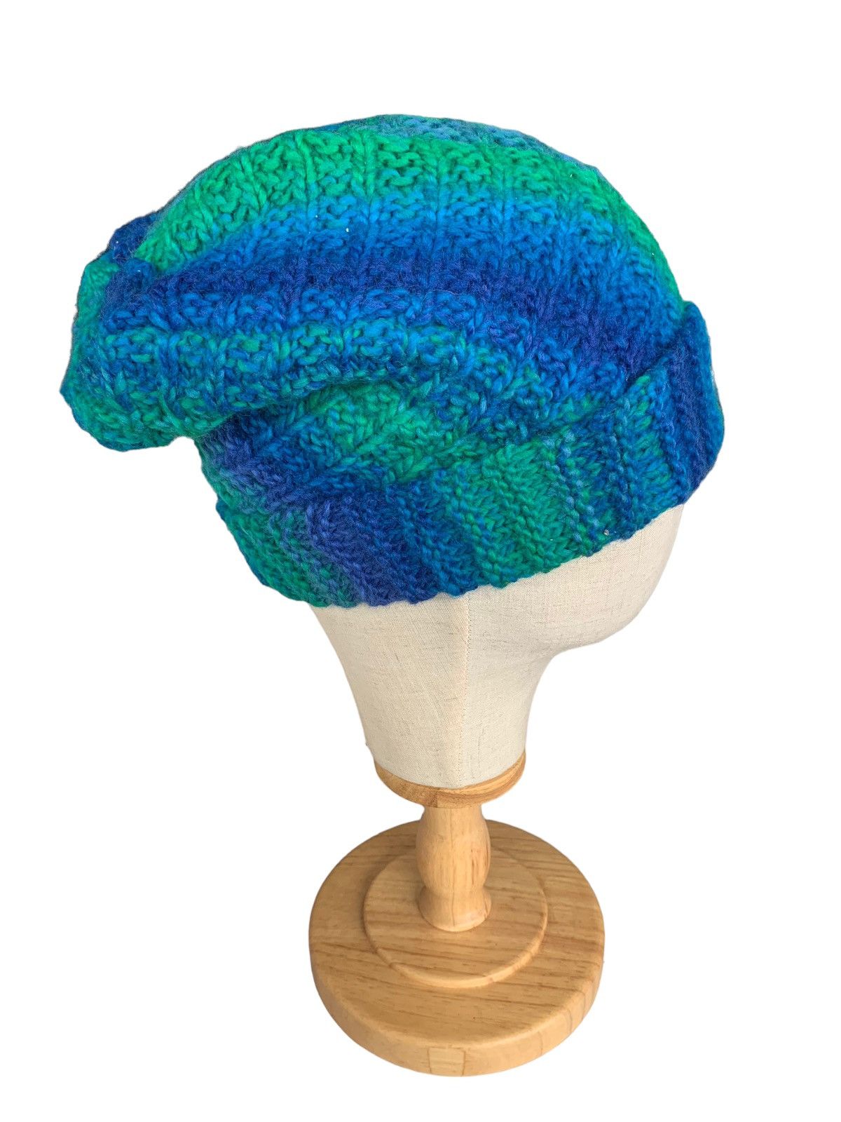 Handmade × Japanese Brand HIPPIES STYLE Multicolour Crochet Knit Long Beanie Hats Size ONE SIZE - 7 Thumbnail