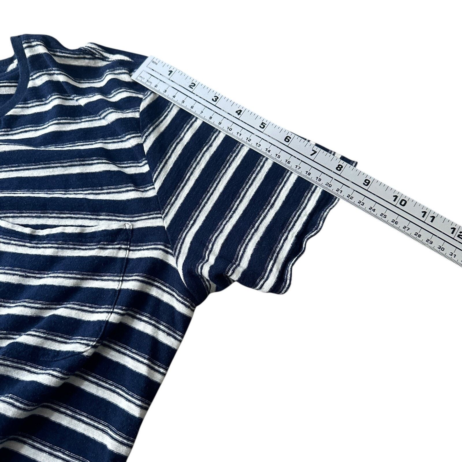 Outerknown Outerknown T-Shirt Men’s Medium Blue White Striped Hemp Size US M / EU 48-50 / 2 - 10 Thumbnail