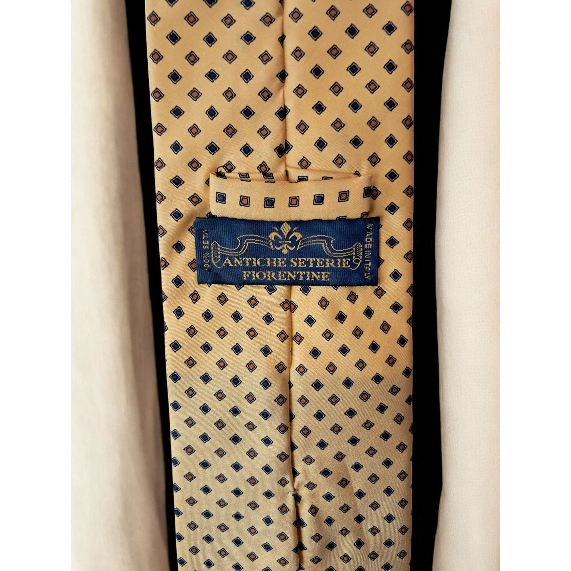 Vintage Antiche Seterie Fiorentine Luxury 100% Silk Tie - Yellow wit Size ONE SIZE - 6 Thumbnail