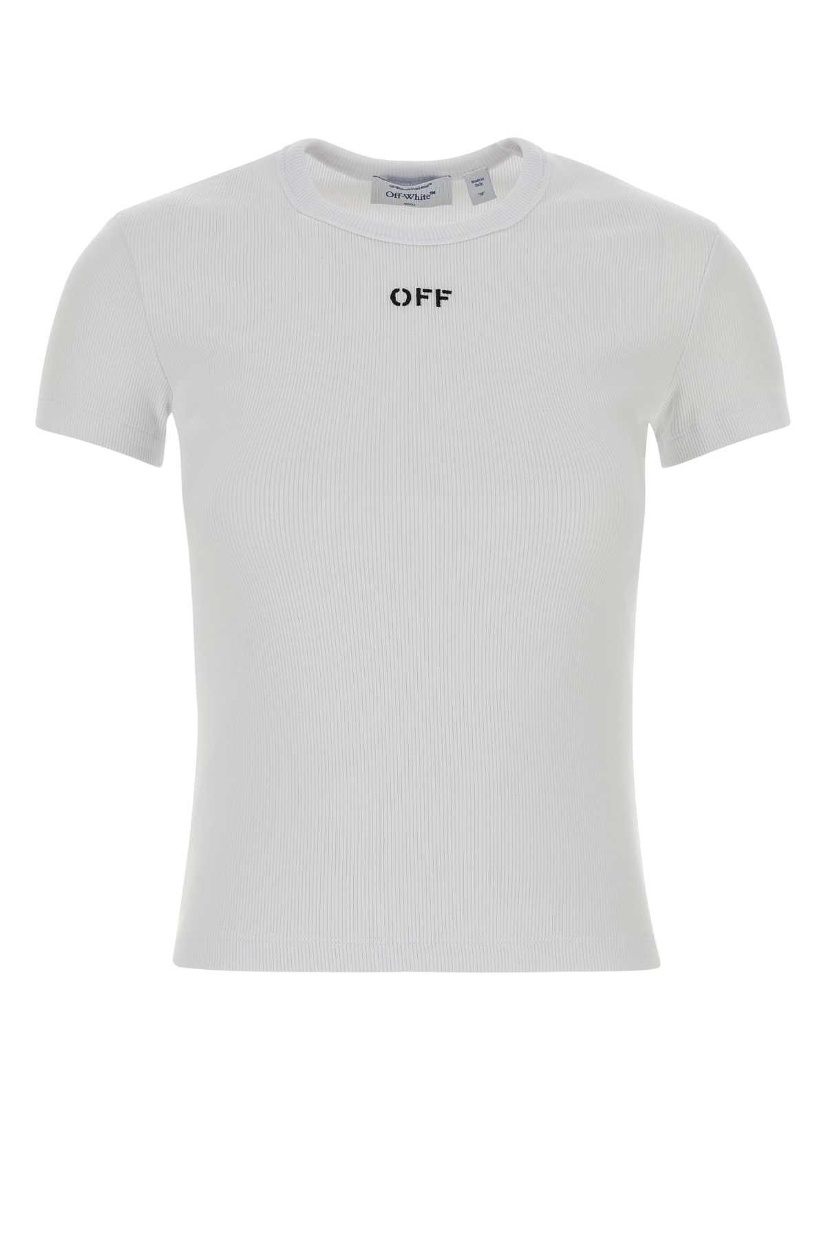 Off-White White Stretch Cotton T-Shirt Size XS / US 0-2 / IT 36-38 - 1 Thumbnail