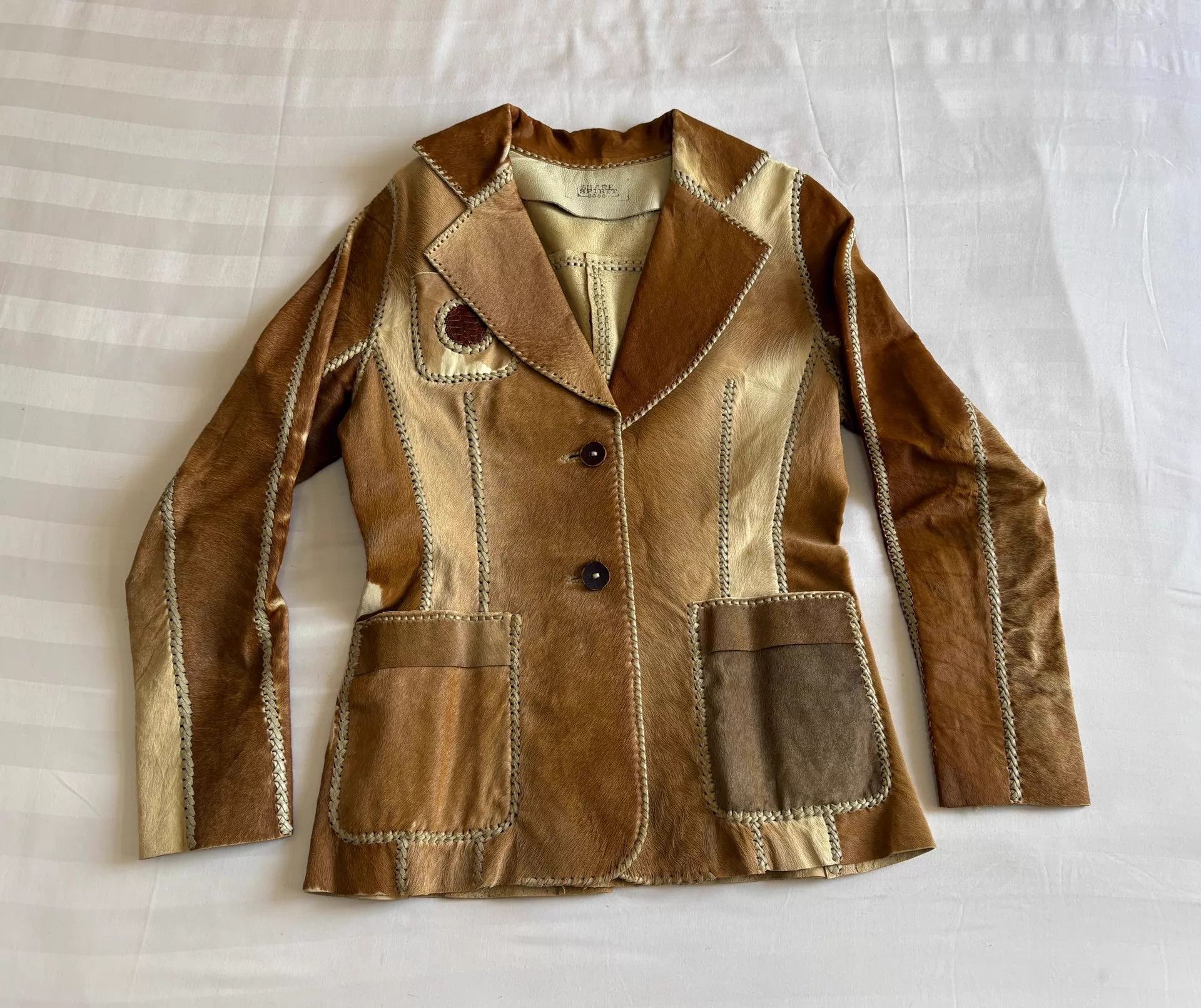 Other Vintage Japanese Strappy-Fur Paneled Leather Blazer Rare Size XS / US 0-2 / IT 36-38 - 1 Thumbnail