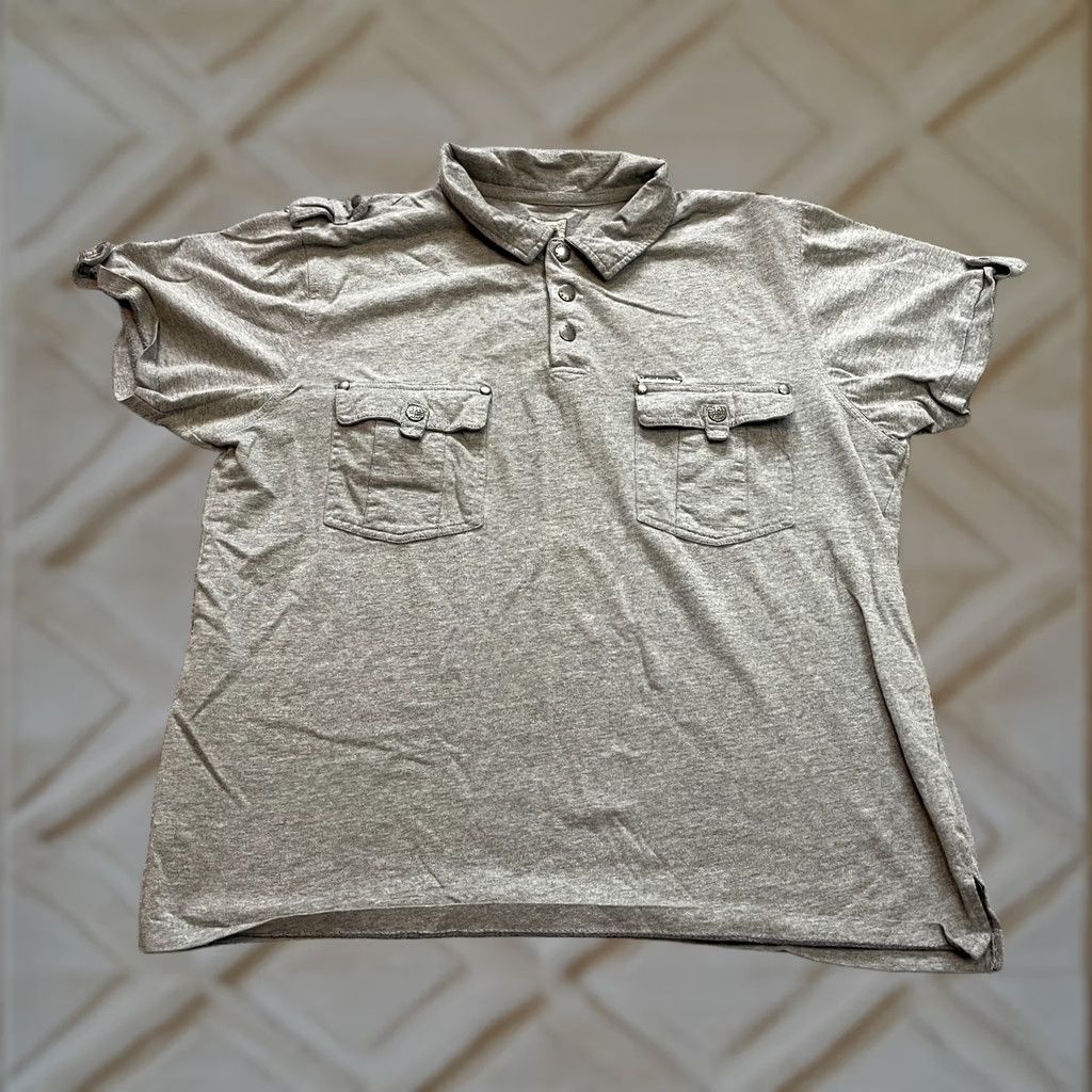 Vintage Galaxy Polo Shirt Mens Small Gray Relaxed Double Pocket Collared Golf Rugby Top Size US S / EU 44-46 / 1 - 1 Thumbnail
