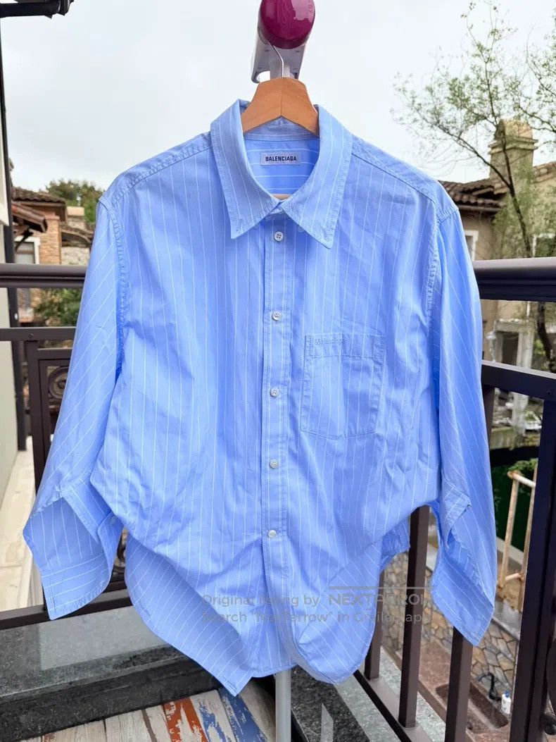 Balenciaga Balenciaga Striped Asymmetrical Shirt Size XS / US 0-2 / IT 36-38 - 2 Thumbnail