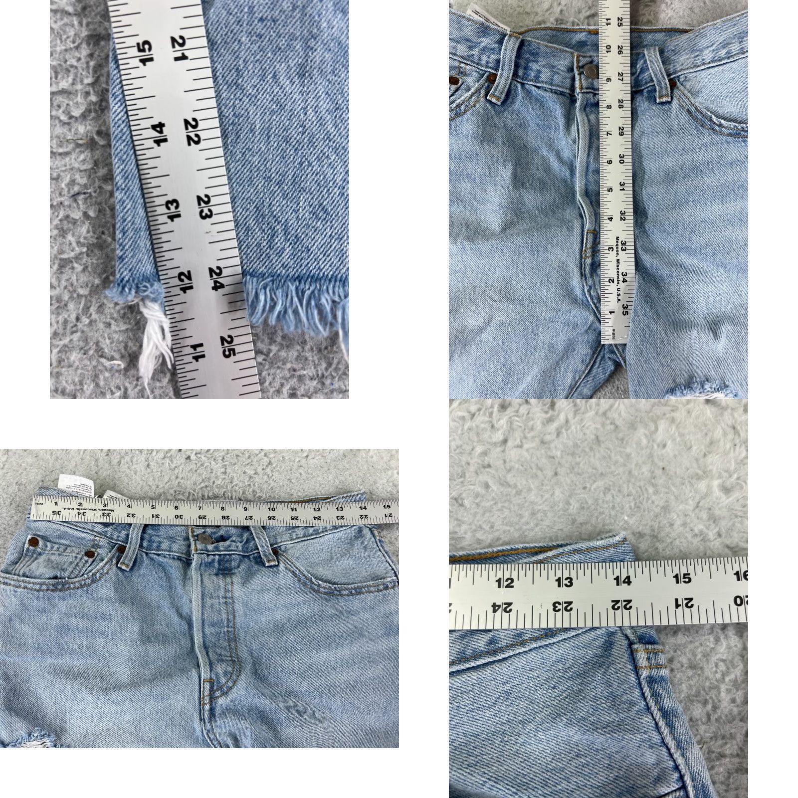 Levi's Levis Jeans Adult 28 Blue Denim 501 XX Button Fly DESTROYED Premium Straight Regular Men Size US 28 / EU 44 - 9 Thumbnail