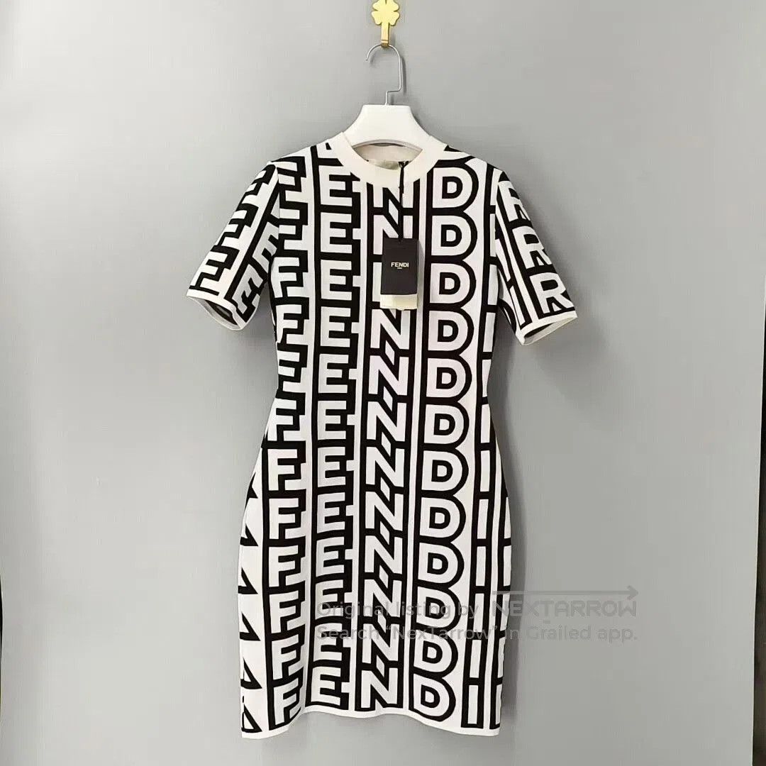 Fendi Logo Print Knit Dress.