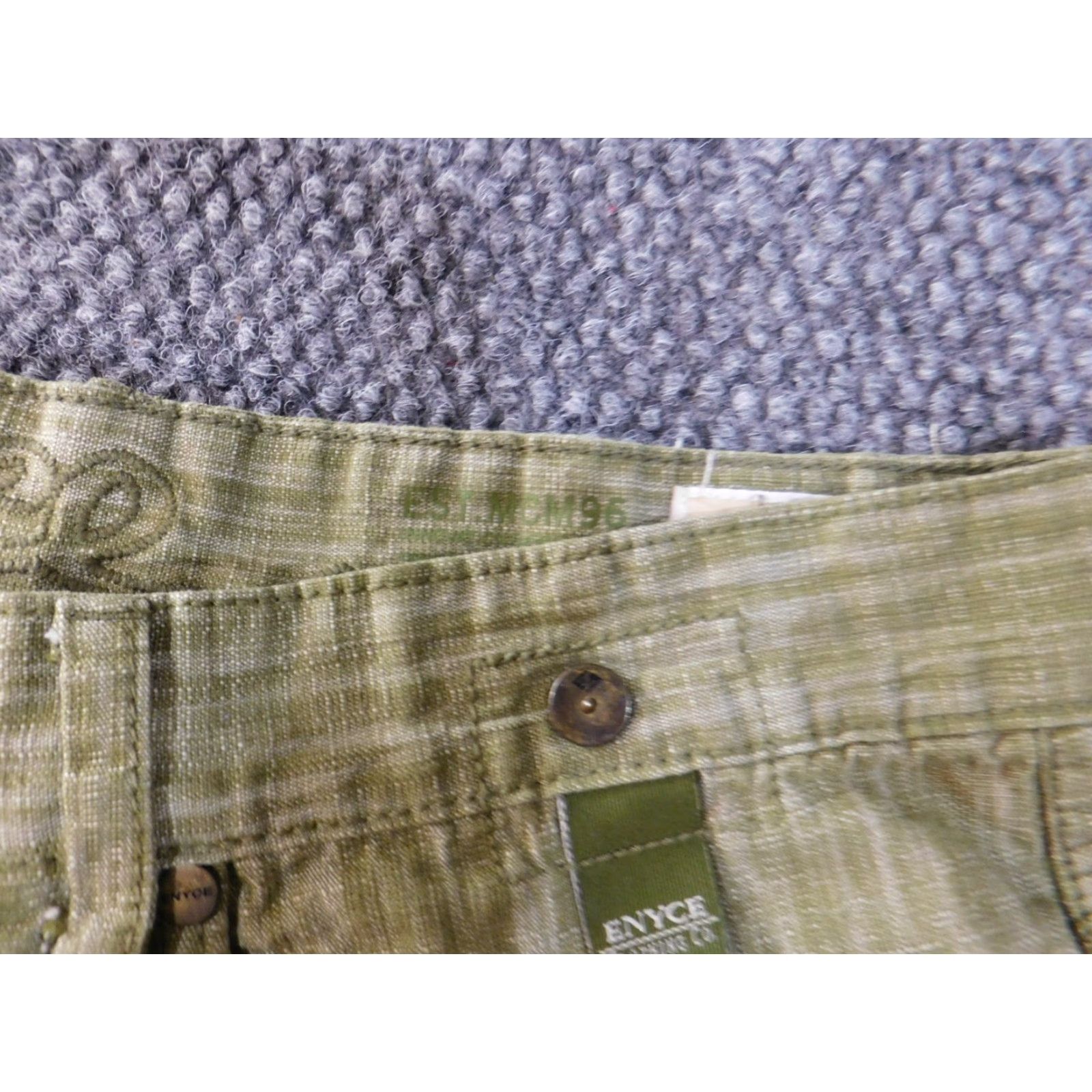 Enyce Enyce Denim Shorts 34 Green Vintage Retro Hip-Hop Men Regular 34 Cotton Zip Flat Front Logo" Size US 34 / EU 50 - 4 Thumbnail
