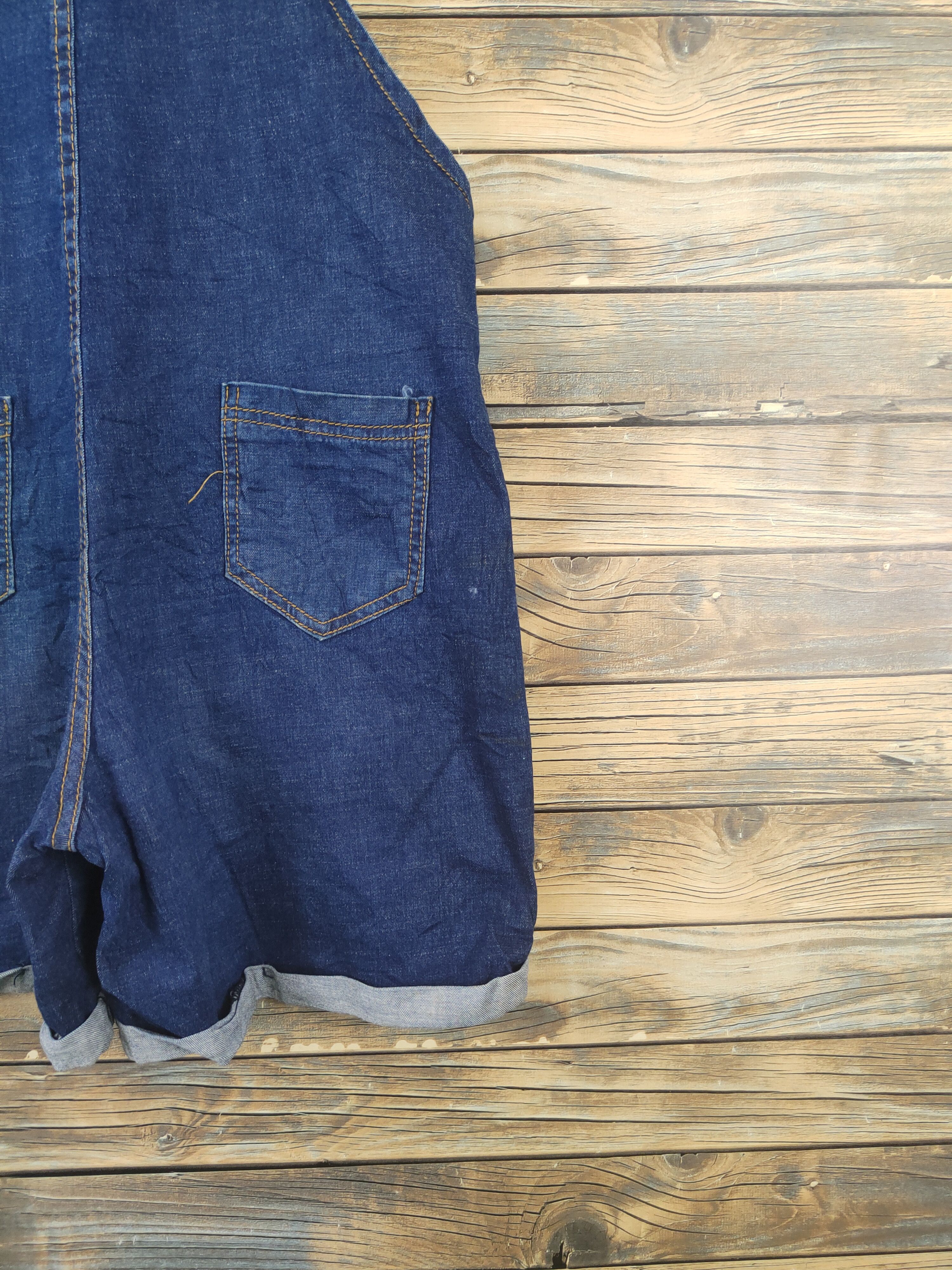 Japanese Brand × Vintage Vintage Japanese Brand Dark Blue Denim Shortall Jumpsuits Size 33" - 8 Thumbnail