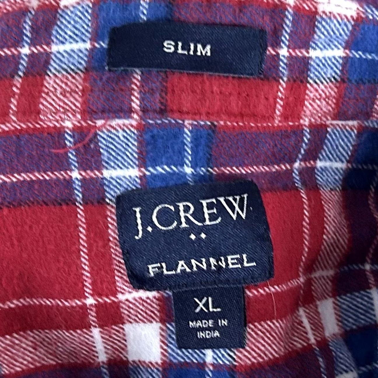 J.Crew J.CREW XL Slim Fit Flannel Shirt Red White Blue Plaid 100% Cotton Button Front Size US XL / EU 56 / 4 - 3 Thumbnail