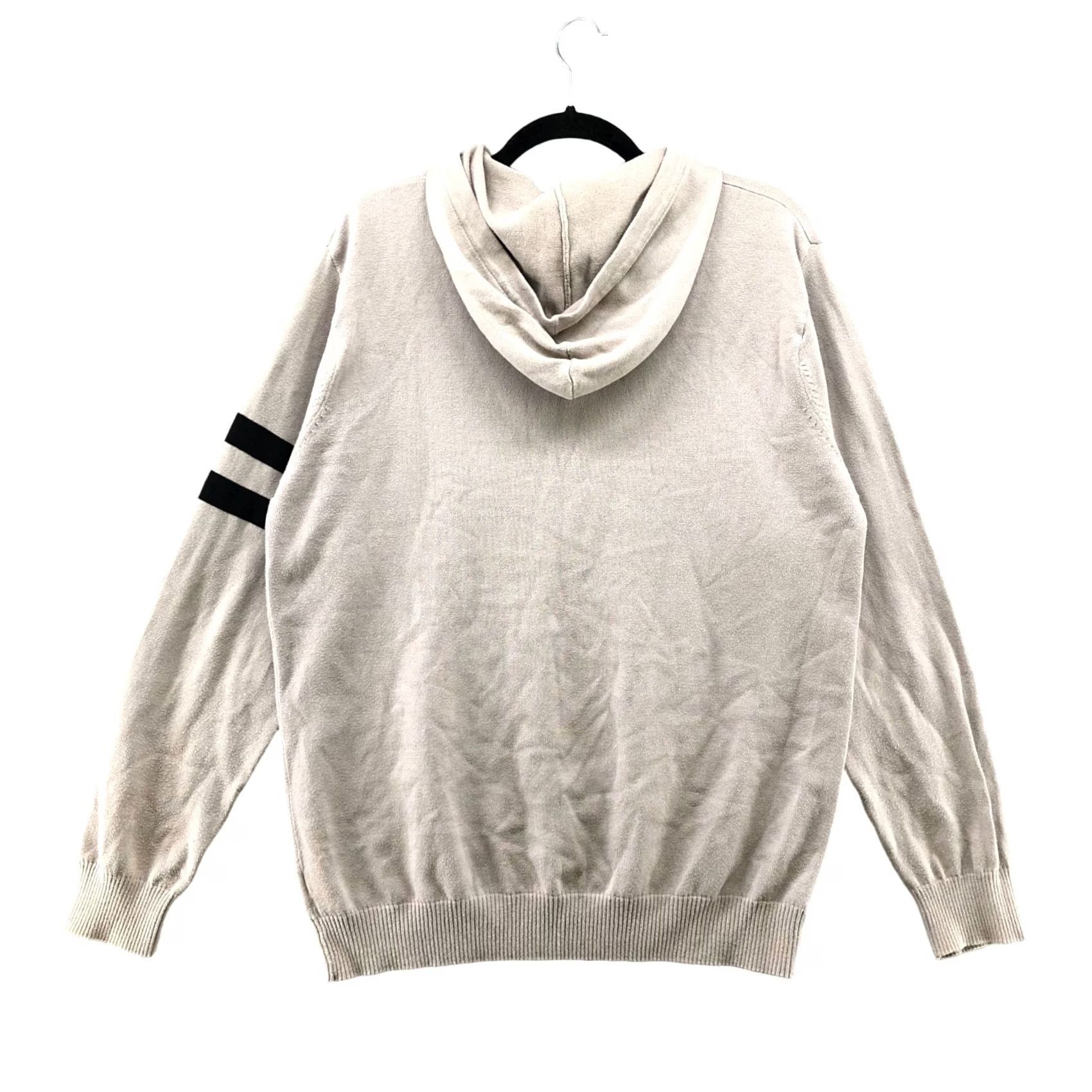 Vintage Decibel Mens Cotton Henley Hoodie Beige 2X Pullover Knit Striped Crew Neck Casual 90s Retro Hooded Sweater (Men) Size US XXL / EU 58 / 5 - 2 Thumbnail