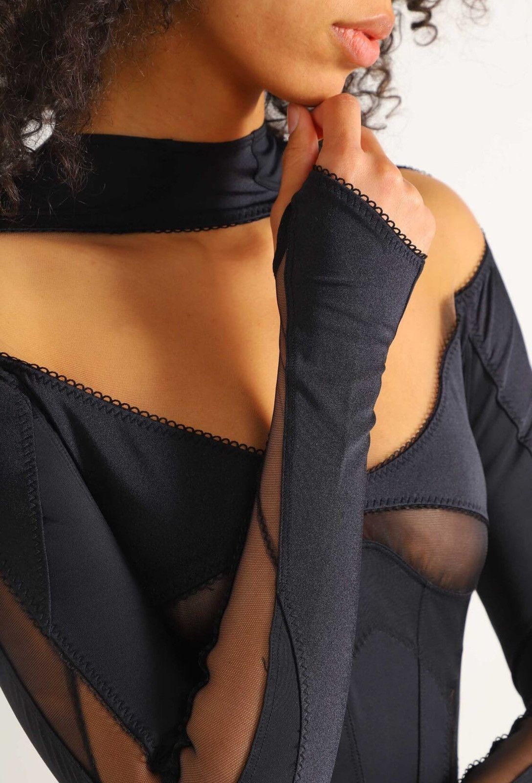 Mugler Last Size Mugler Panelled-Mesh Jersey Bodysuit Size S / US 4 / IT 40 - 5 Thumbnail