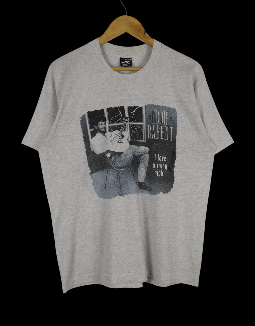 Band Tees Vintage Eddie Rabbit T-Shirt I Love A Rainy Night 90s Tour Size US L / EU 52-54 / 3 - 1 Thumbnail