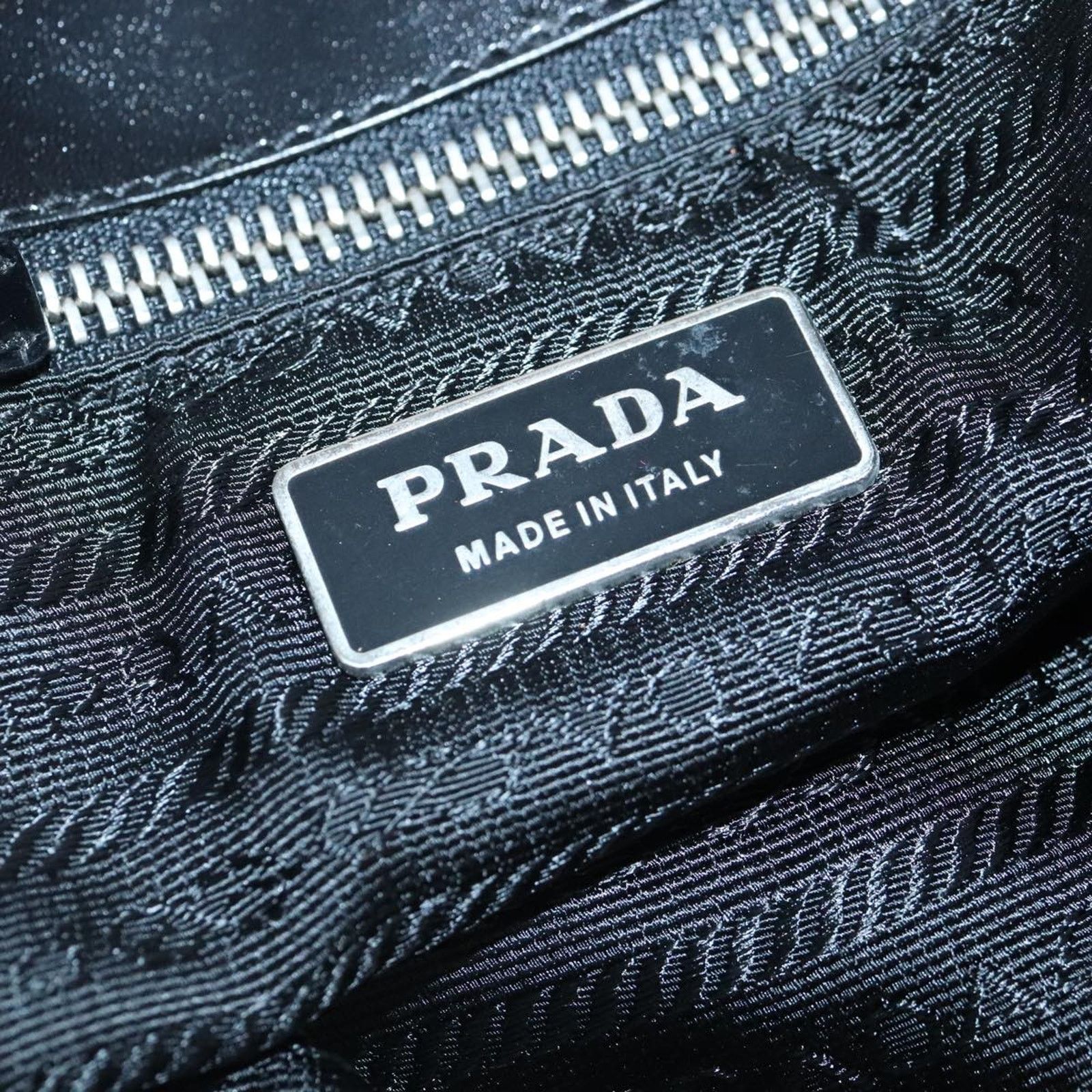 Prada Chain Tote Black Nylon Patent Leather