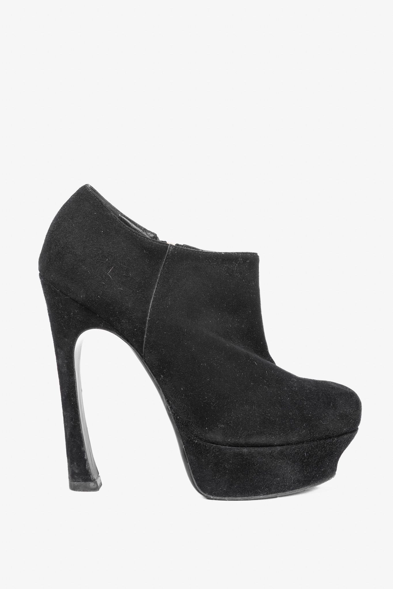 Yves Saint Laurent Yves Saint Laurent Palais Black Suede Platform Booties Size US 6.5 / IT 36.5 - 1 Thumbnail