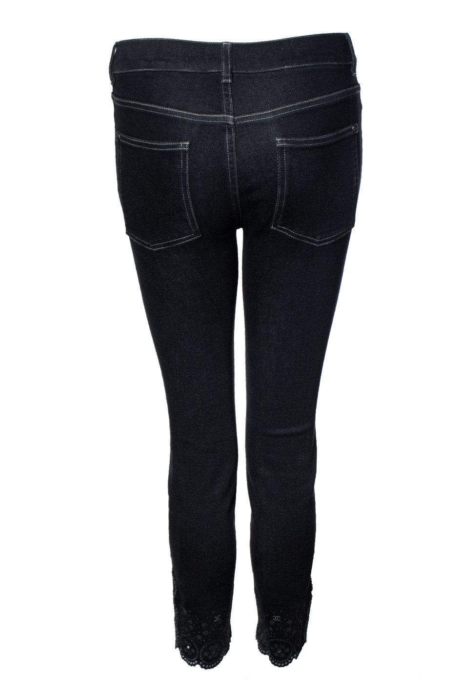 Chanel Chanel, black jeans with floral lasercut print Size 26" / US 2 / IT 38 - 1 Thumbnail