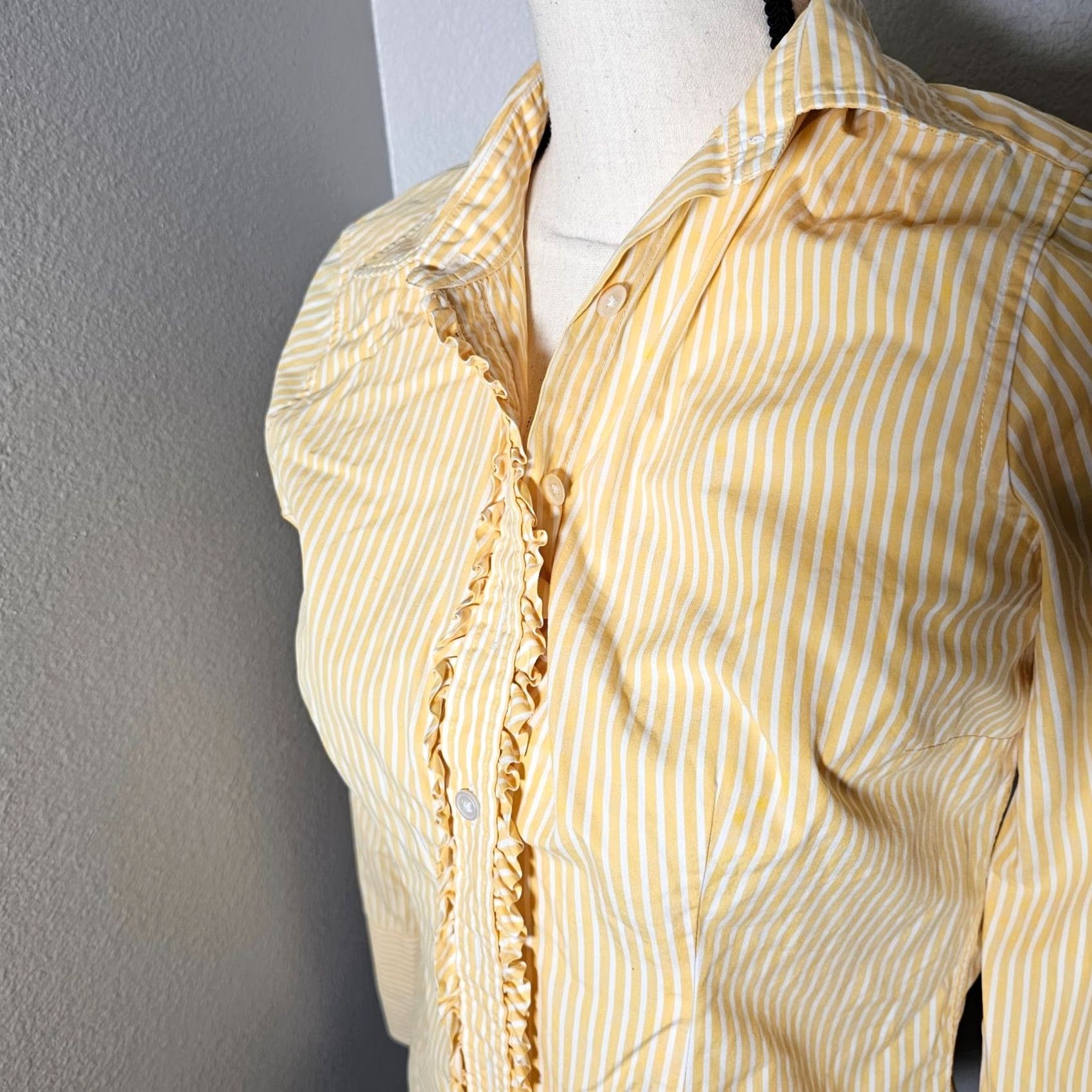 Lands' End VINTAGE Lands' End Button Up Blouse Orange Long Sleeve Women 4 Ruched Trim Casual Size S / US 4 / IT 40 - 6 Thumbnail