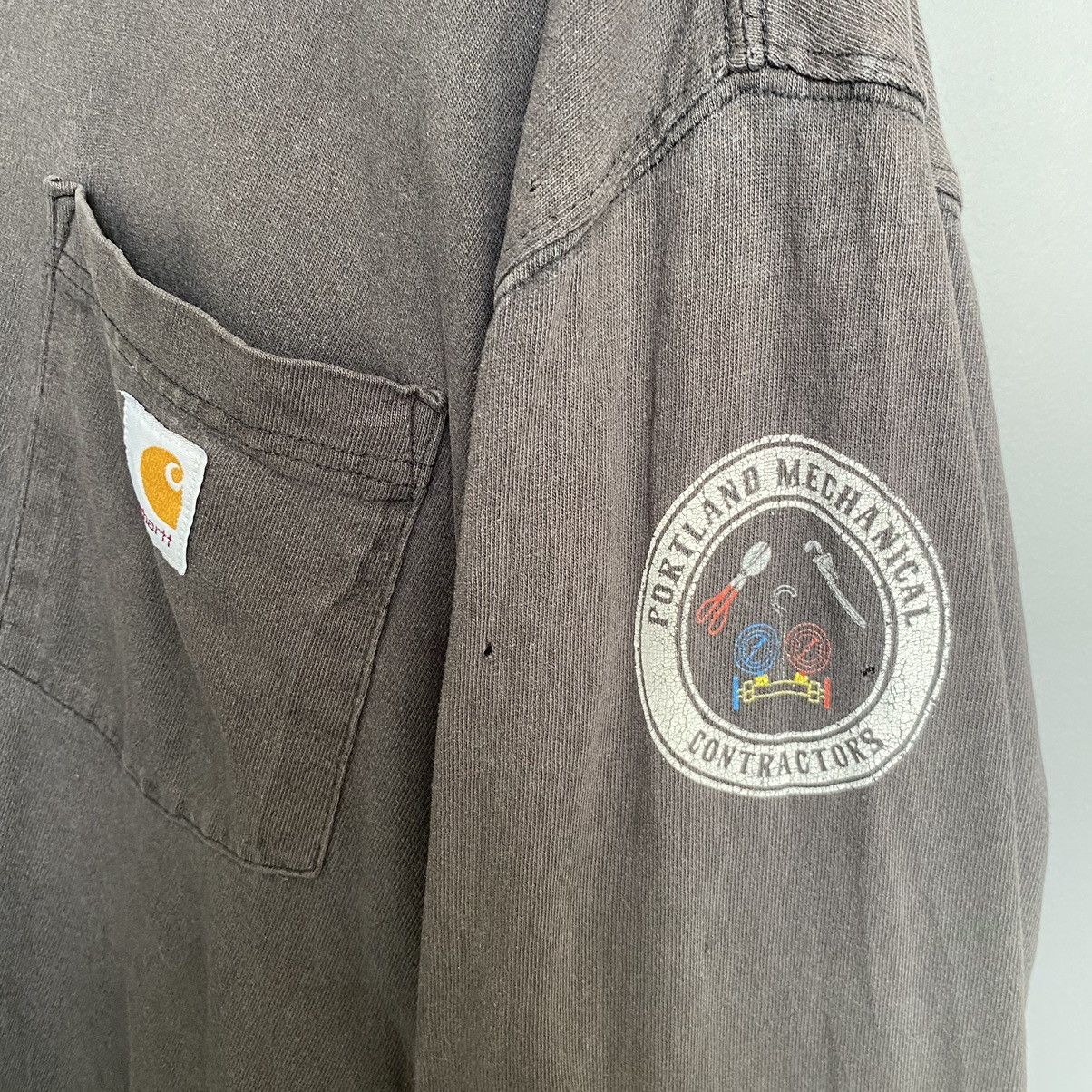 Carhartt Thrashed Faded Vintage Y2K Carhartt Pocket ERD GRUNGE L/S T Size US XL / EU 56 / 4 - 8 Thumbnail
