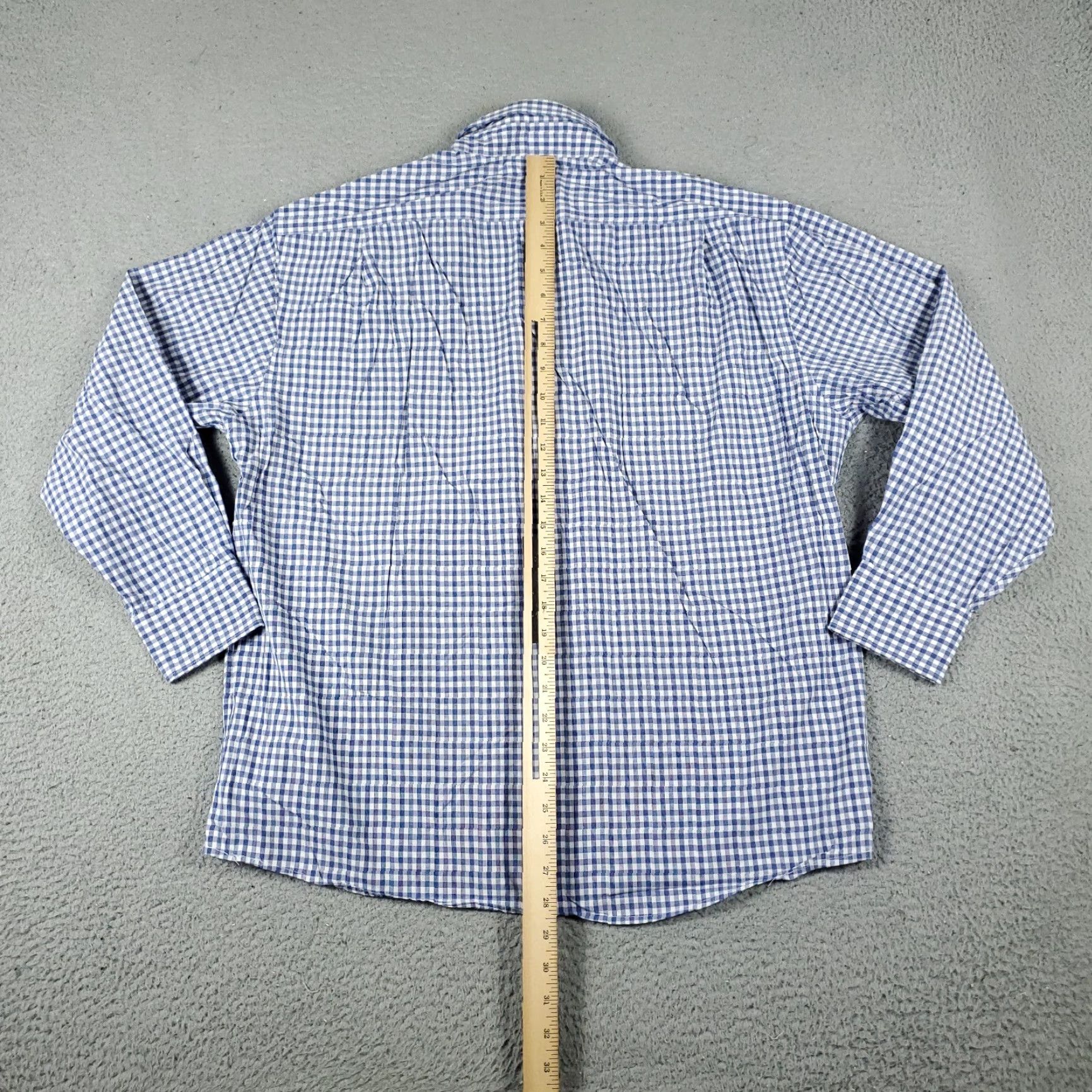 Tommy Hilfiger Tommy Hilfiger Dress Shirt Mens 16.5 Blue Check Long Sleeve Button Up Modern Preppy Size 42R - 3 Thumbnail