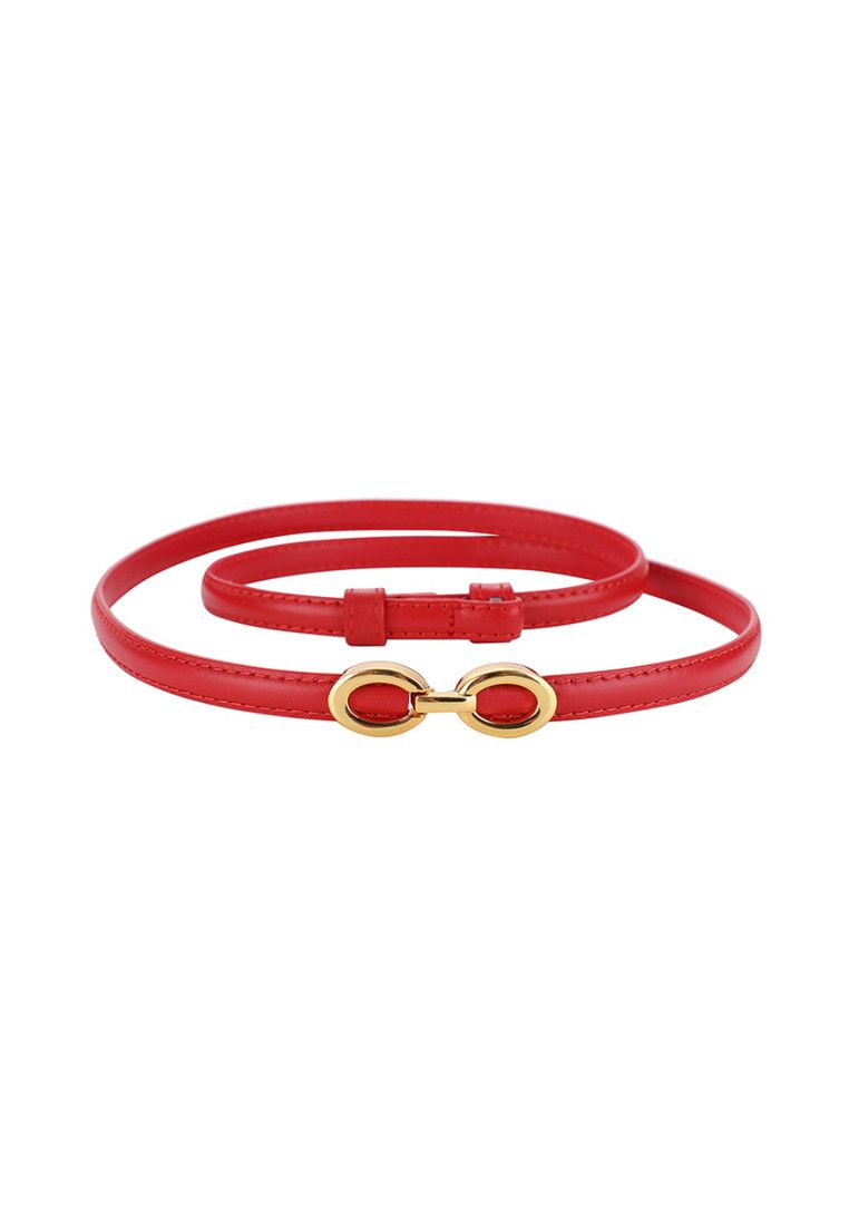 Other Red Women's Leather Belts with Gold Buckle Belt Size ONE SIZE - 1 Thumbnail