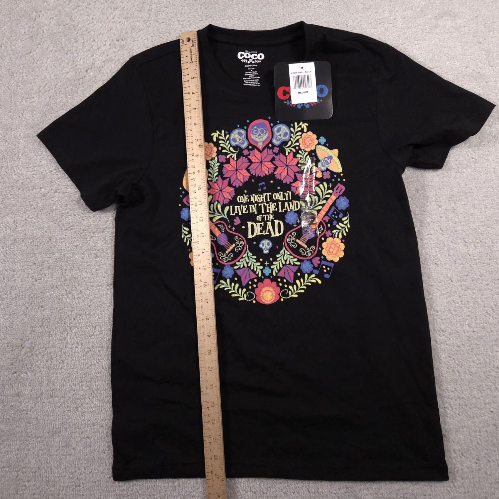 Disney VINTAGE Disney Pixar COCO Shirt Adult Medium Black One Night Only Land of the Dead Tee Size US M / EU 48-50 / 2 - 6 Thumbnail