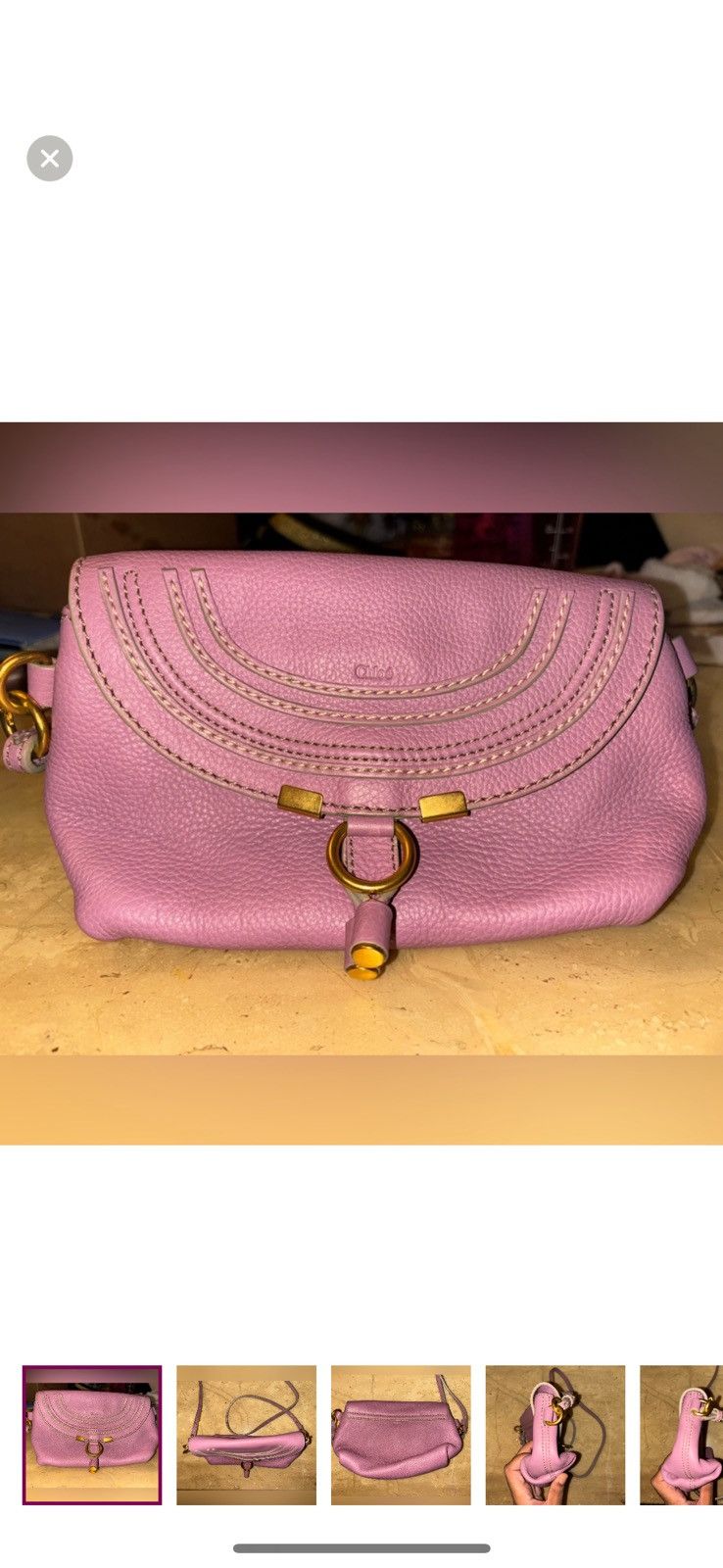 Authentic Chloé Marcie Small Crossbody Bag pink leather