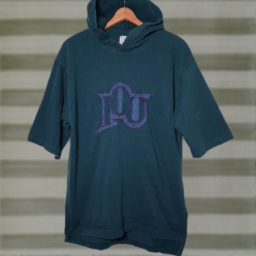Altea VINTAGE IOU Shirt T-Shirt Men M Teal Purple Embroidered Hooded 1990s Retro Streetwear Size US M / EU 48-50 / 2 - 1 Thumbnail
