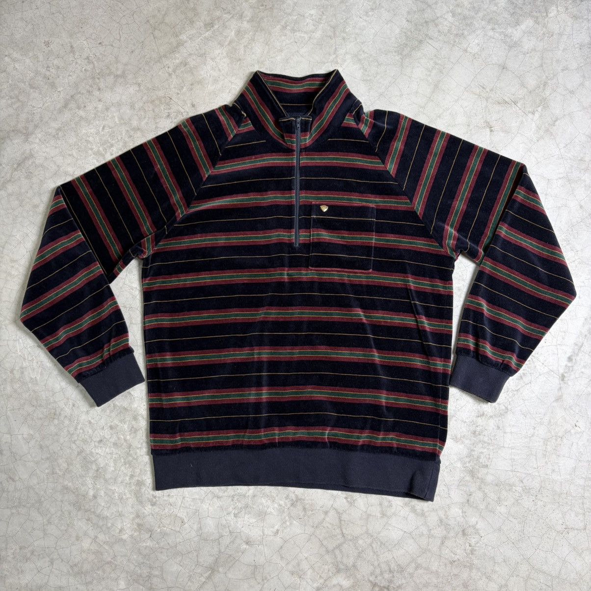 Supreme Supreme Striped Velour Quarter Zip ( FW 2014 ) Size US L / EU 52-54 / 3 - 2 Thumbnail