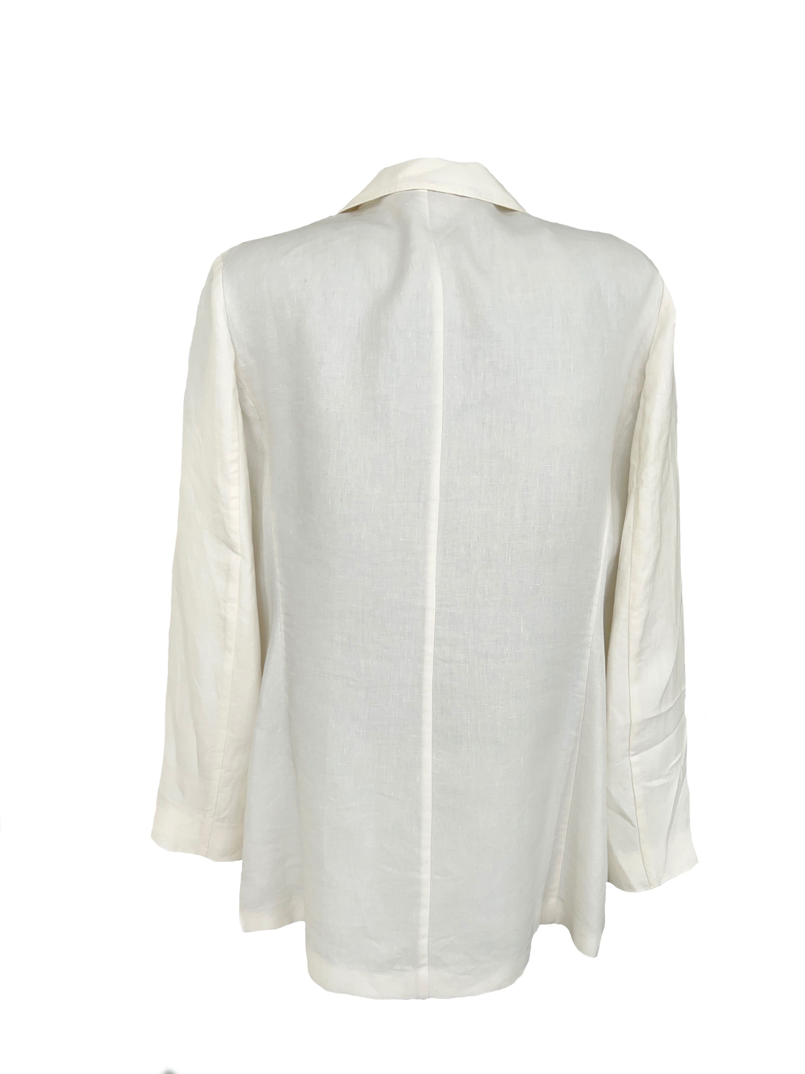 Loro Piana Womens Loro Piana White Linen Blazer Jacket Size 46 Size L / US 10 / IT 46 - 3 Thumbnail