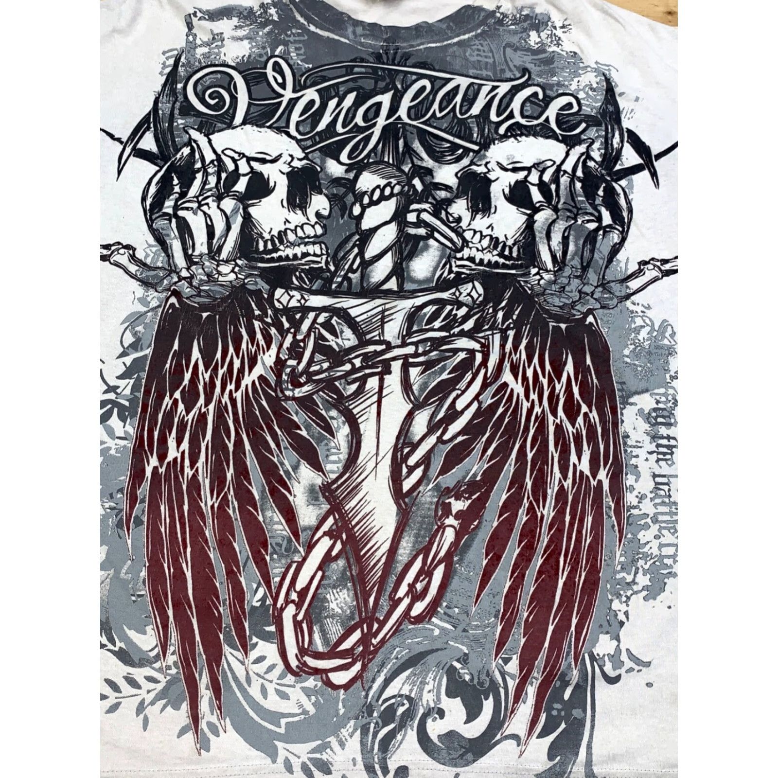 Delta VINTAGE Y2K Vengence Shirt Mens XL White Skull Wings Goth 11583 Size US XL / EU 56 / 4 - 3 Thumbnail