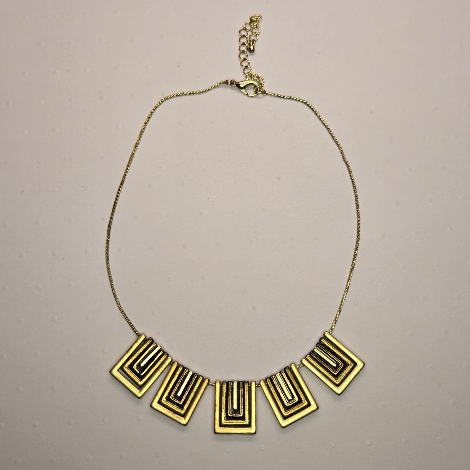 Ann Taylor Gold & Black Geometric Bib Statement Necklace Metallic Glam Size ONE SIZE - 1 Thumbnail