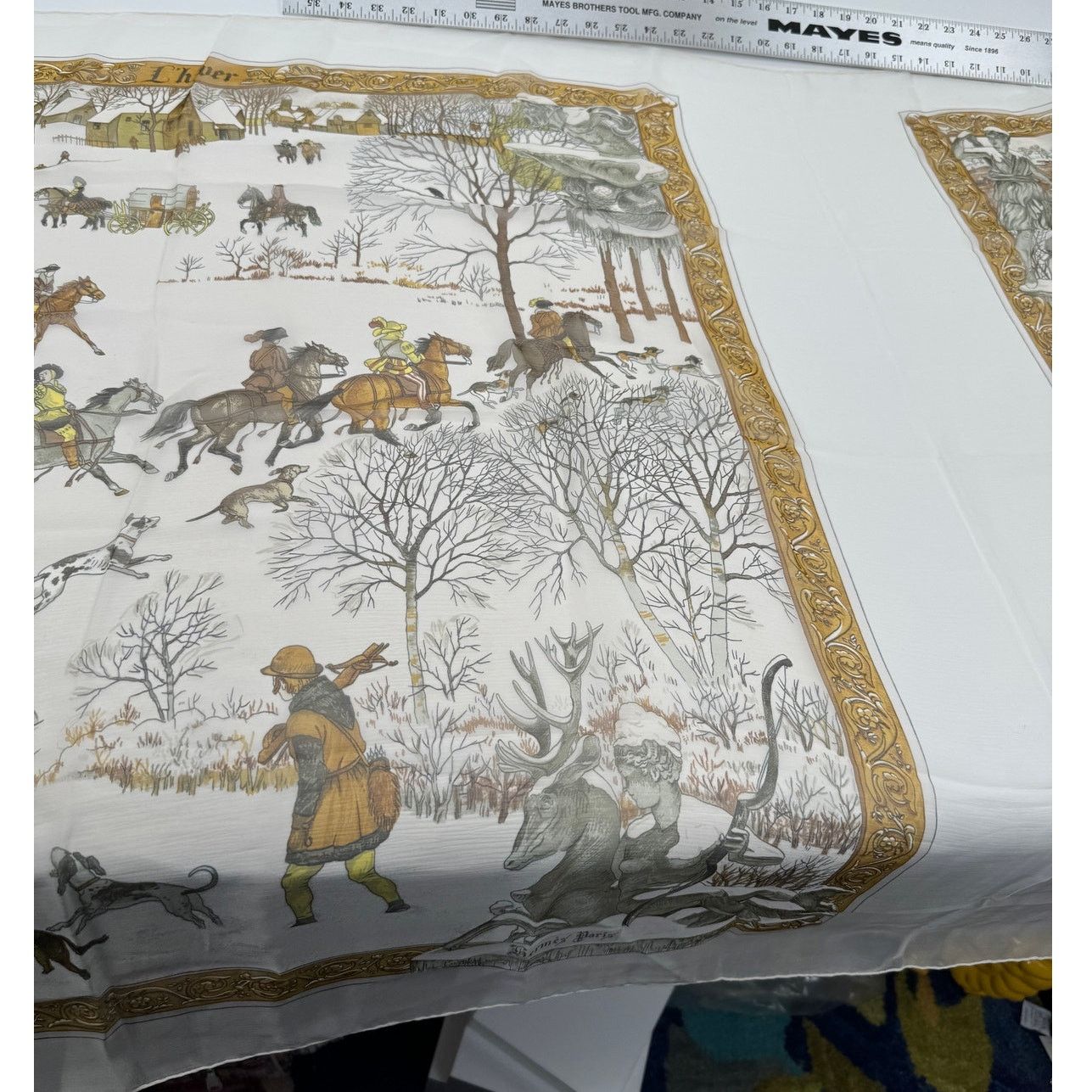 Hermes Hermes Rare Mirrored Image Hunt Scene Sheer Large Cape Shaw Size ONE SIZE - 14 Thumbnail