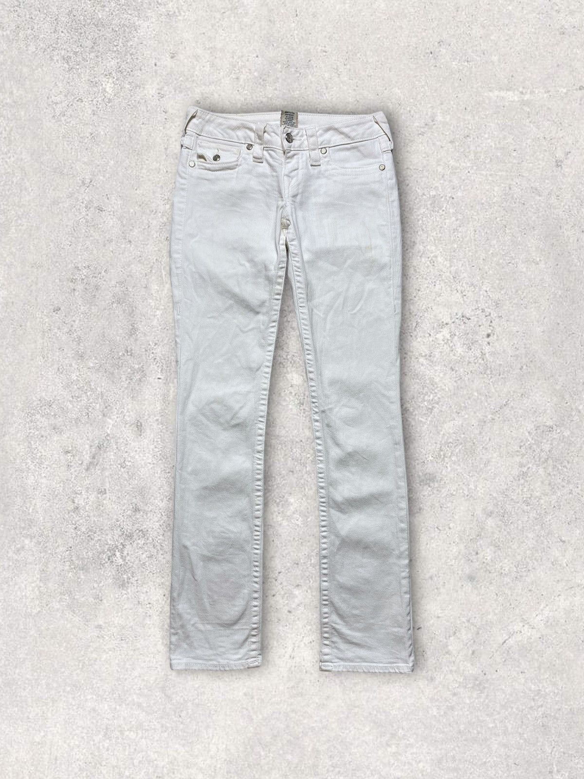 True Religion True Religion BILLY silver crystal buttons white denim jeans Size 26" / US 2 / IT 38 - 3 Thumbnail