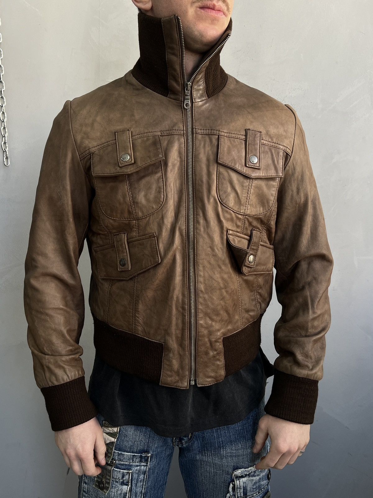 14th Addiction Gothic avant garde cropped bomber leather jacket y2k hype Size US M / EU 48-50 / 2 - 1 Thumbnail